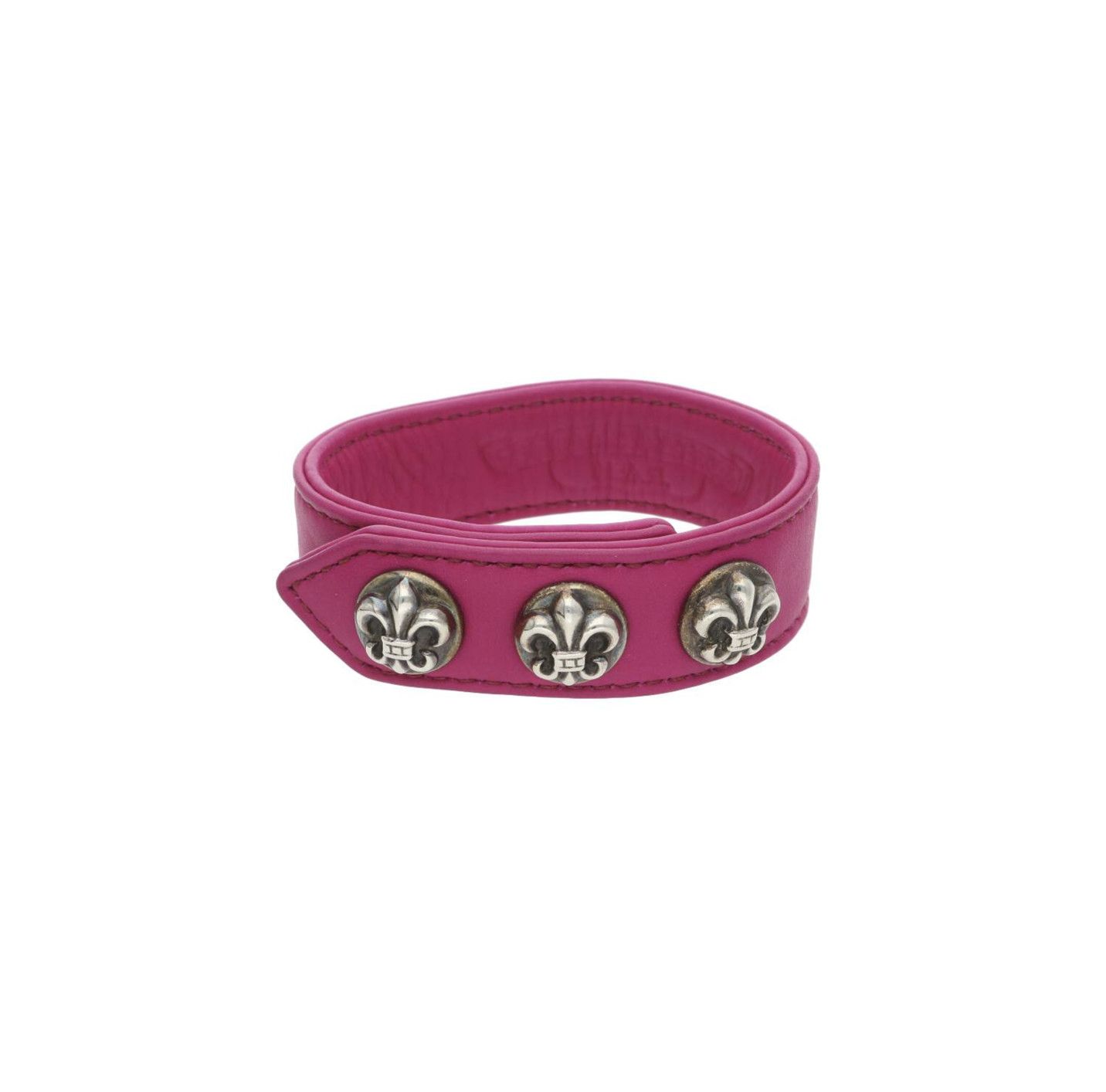 Pre-owned Chrome Hearts Fleur Leather Bracelet In Pink