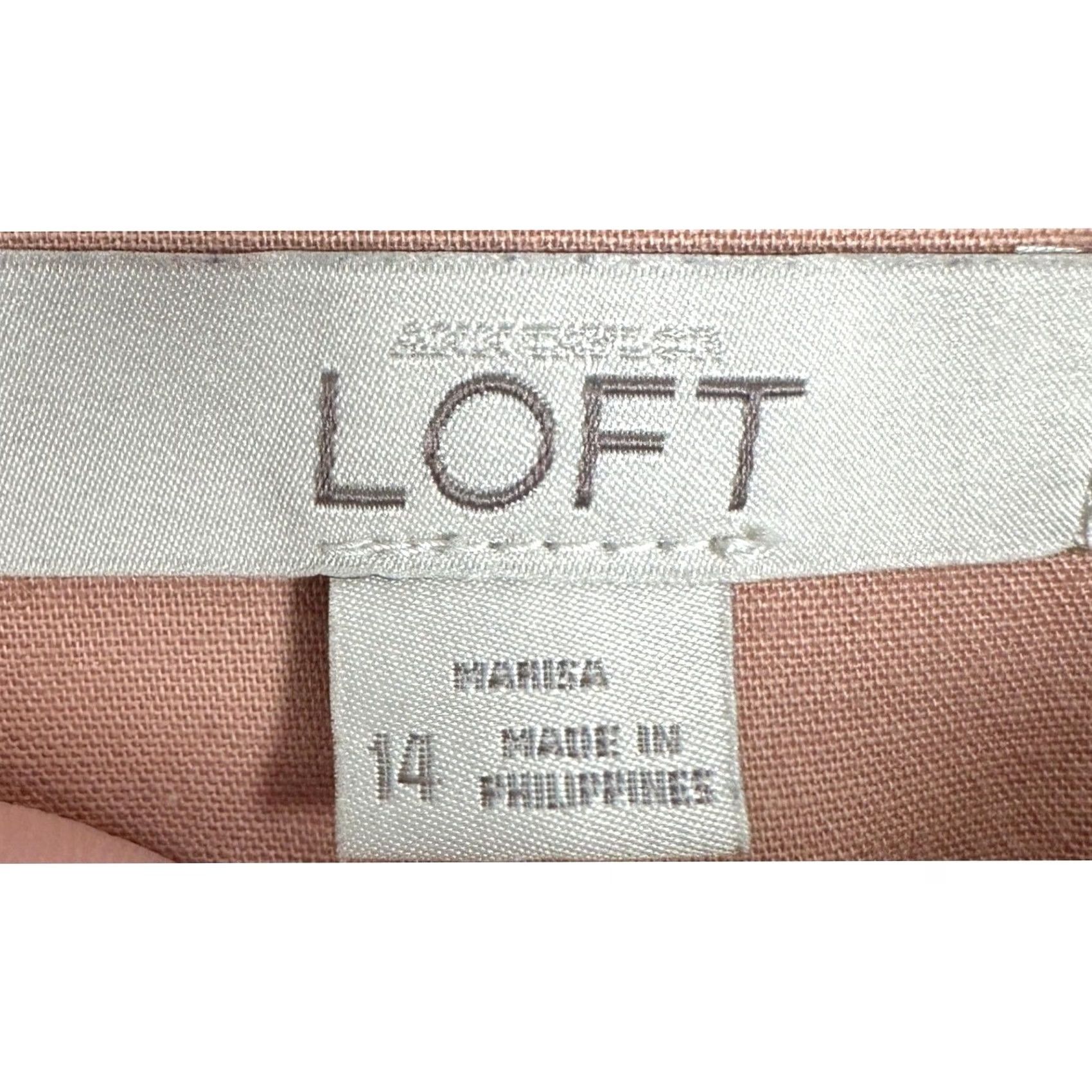 Loft LOFT Marisa Pants Women 14 Peach Pink Cropped Stretch Trousers Flat Front Casual Size 36" / US 14 / IT 50 - 3 Thumbnail