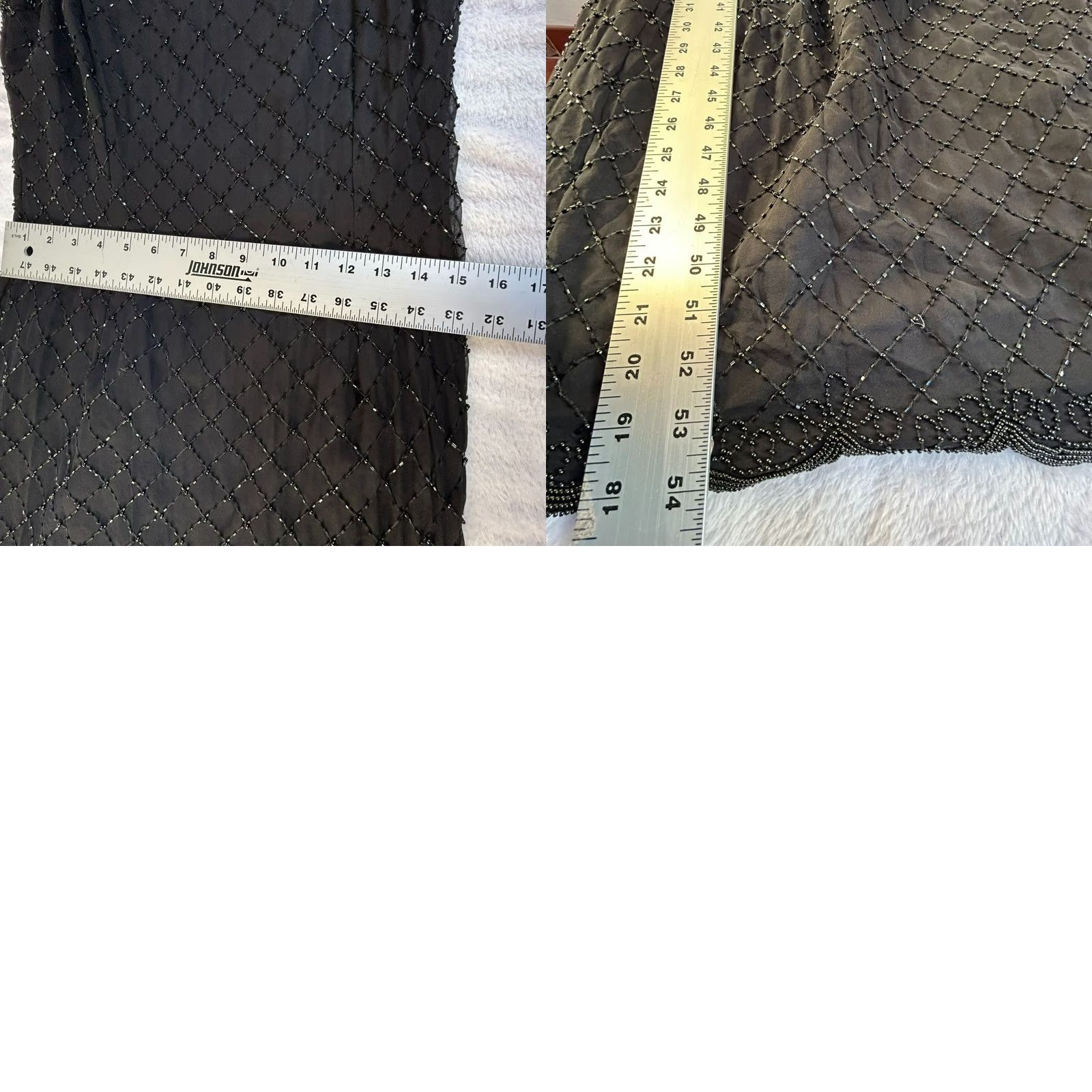Vintage Stenay Black Beaded V-Neck Lined Sleeveless Silk Formal Maxi Dress 12 Women’s Size XL / US 12-14 / IT 48-50 - 8 Thumbnail