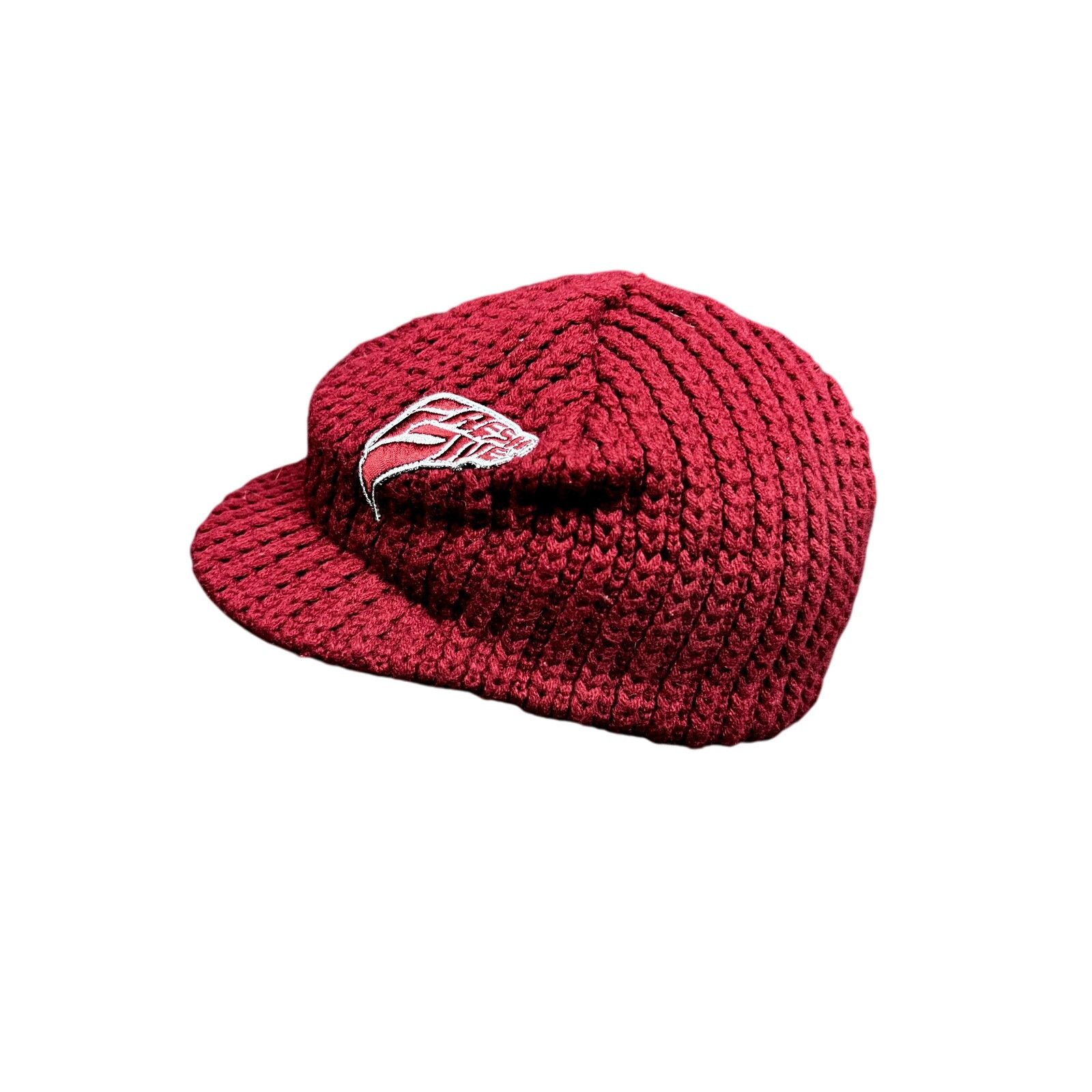 Freshjive Vintage Y2K Freshjive Red Knit Brimmed Skater Hat - Dark Red Size ONE SIZE - 4 Thumbnail