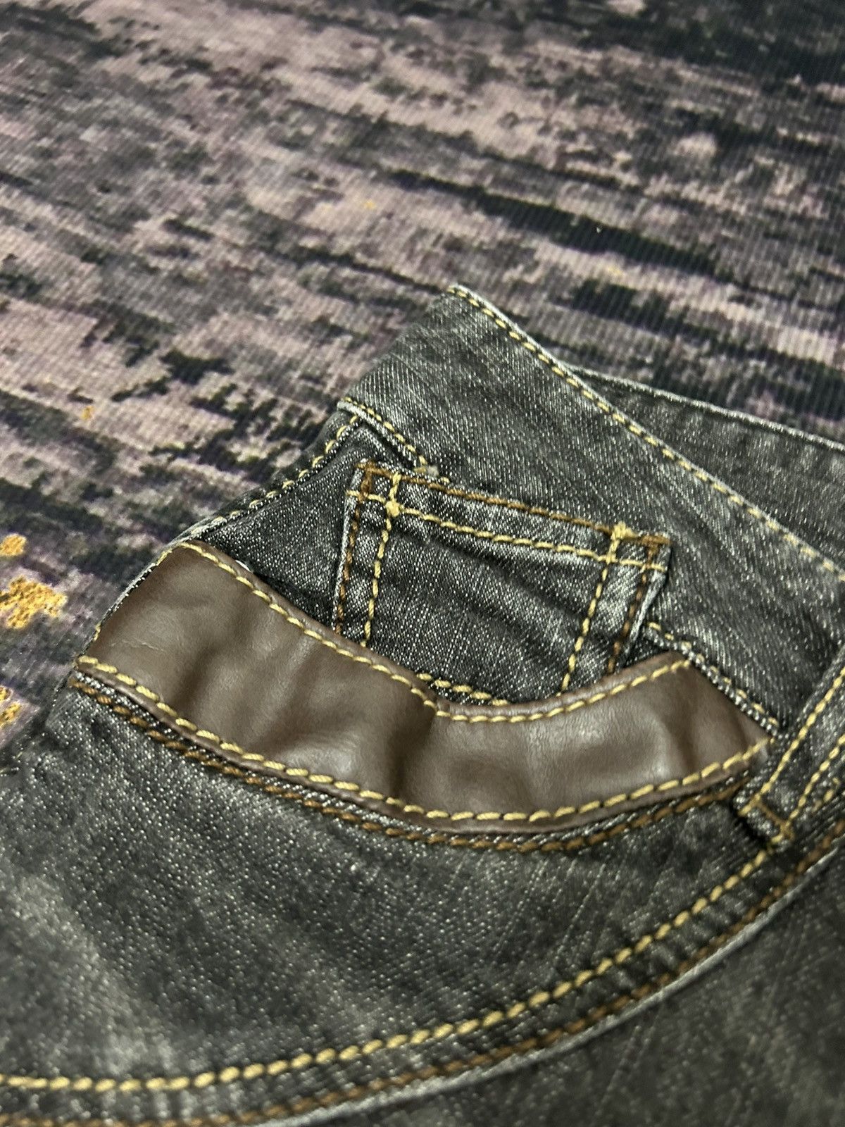 Japanese Brand 🔥🇯🇵 MASAKIMATSUSHIMA Japan Leather Pocket Flare Jeans Size US 27 - 10 Thumbnail