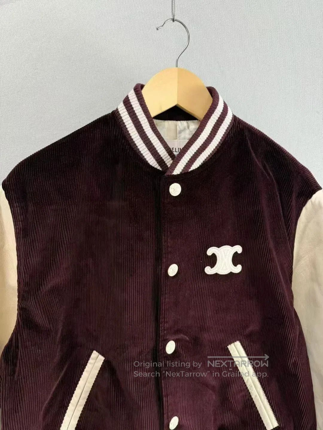Celine Celine Burgundy Corduroy Leather Patchwork Embroidered Base Size US M / EU 48-50 / 2 - 2 Thumbnail