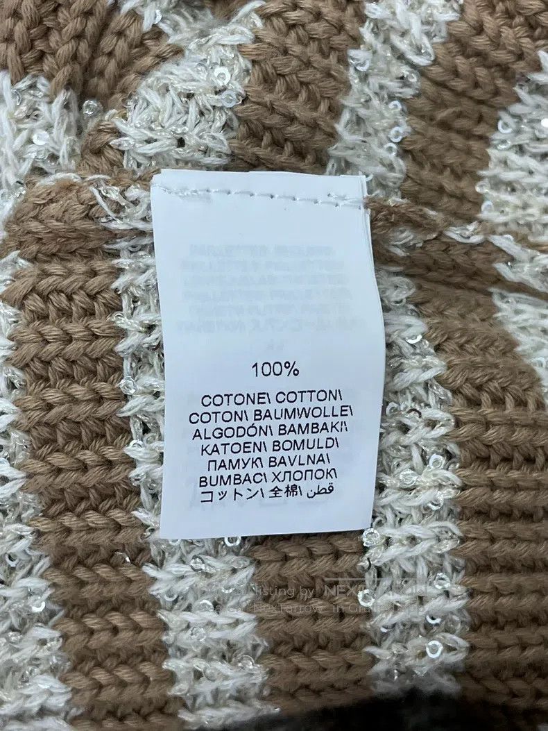 Brunello Cucinelli Brunello Cucinelli Caramel and White Striped Sequin Knit S Size 3XL / US 20-22 - 8 Thumbnail