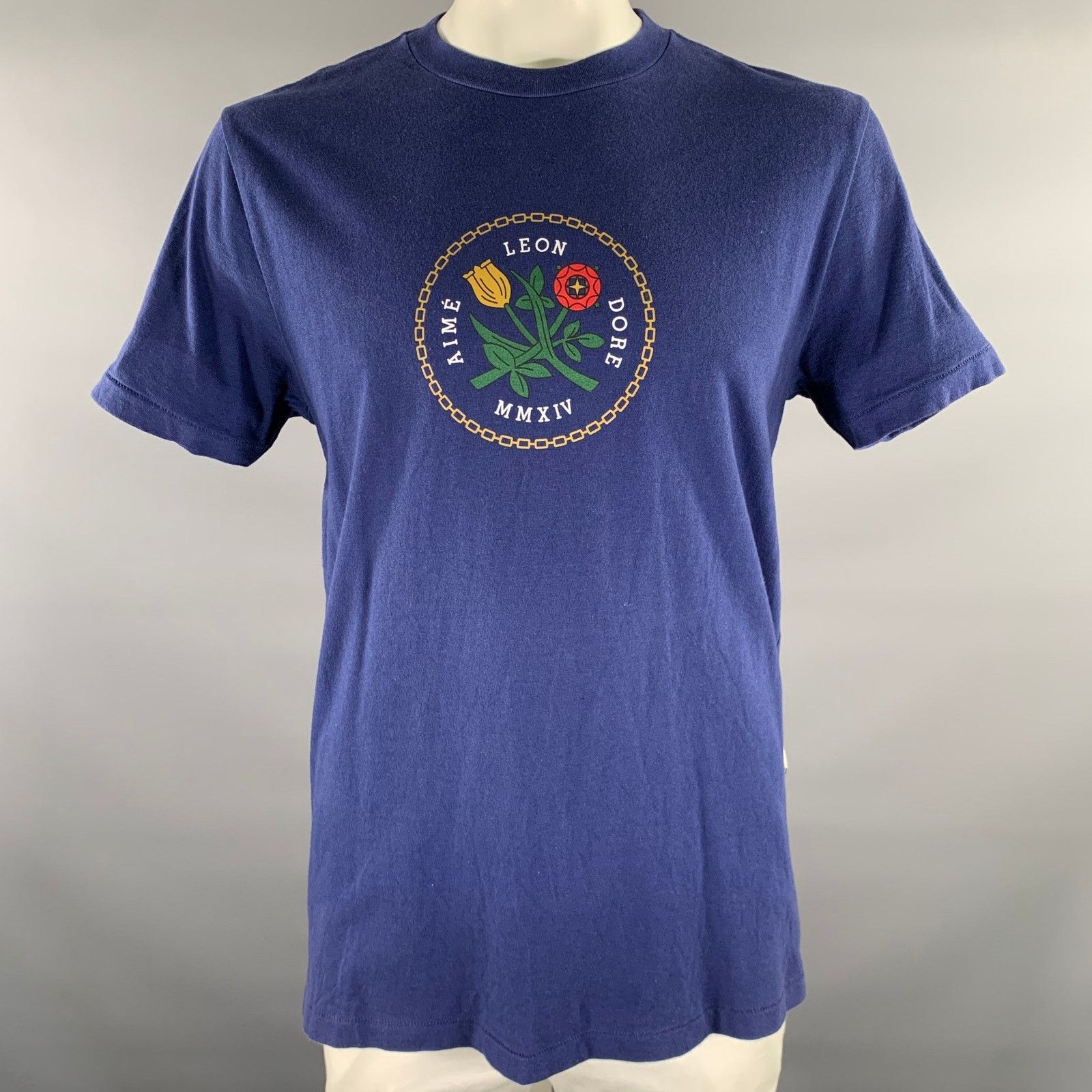 Aime Leon Dore AIME LEON DORE Size L Navy Logo Cotton Crew-Neck T-shirt Size US L / EU 52-54 / 3 - 1 Thumbnail