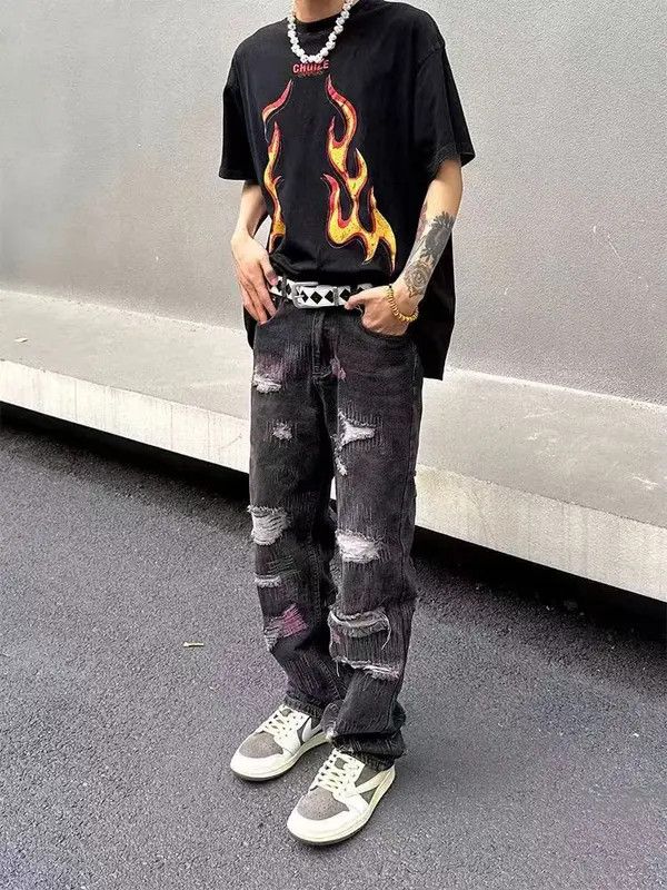 VIBE Vintage street hip-hop ripped loose black jeans Size US 30 / EU 46 - 4 Thumbnail