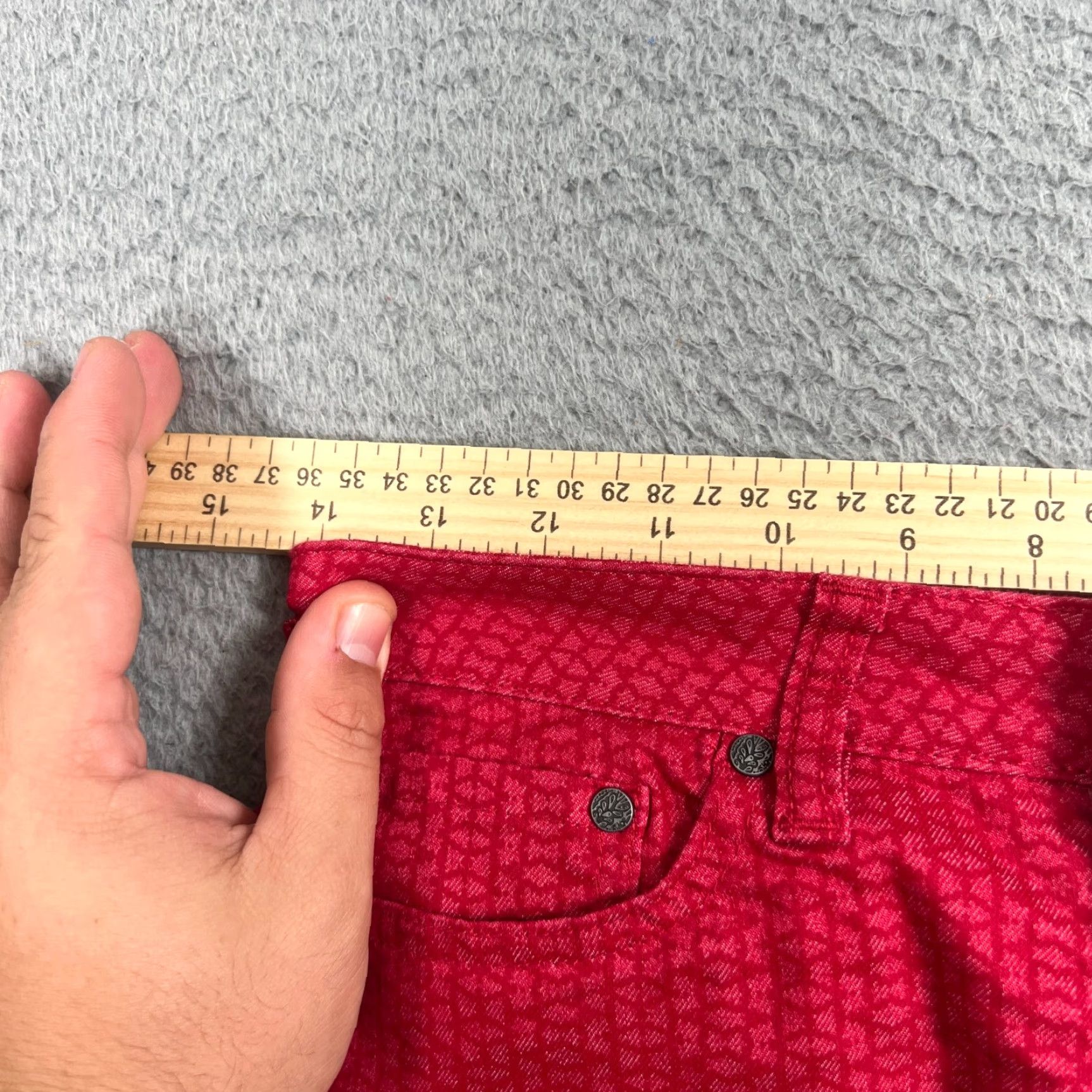 Prana prAna Womens Skinny Jeans Size 0 Red Geometric Organic Cotton Fitted 5-Pocket Size 25" / US 0 / IT 36 - 4 Thumbnail