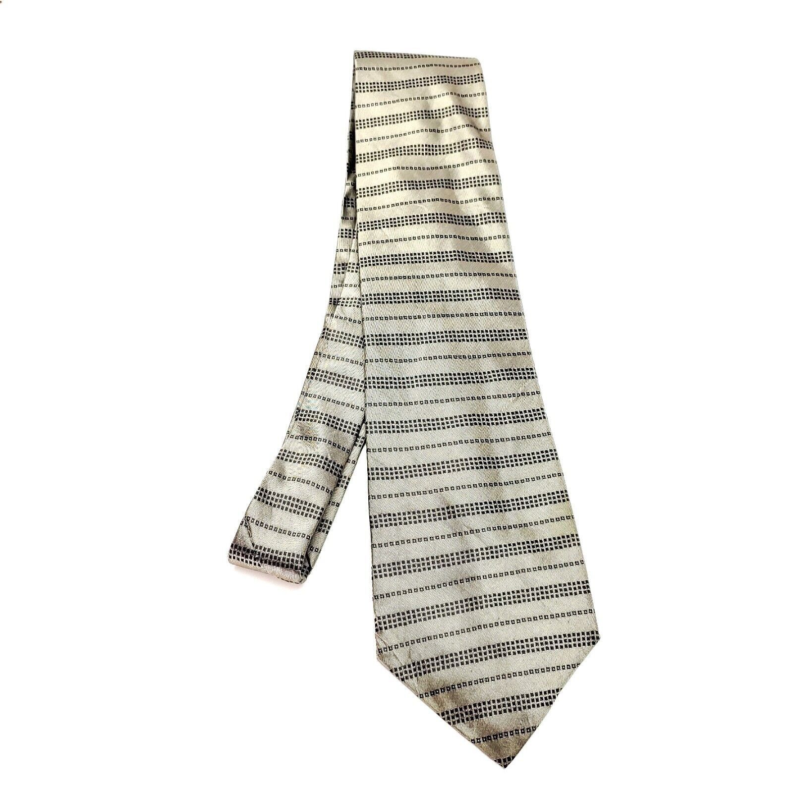 DKNY DKNY Silk Tie Tan Black Abstract Side Striped Short Wide Size ONE SIZE - 6 Thumbnail