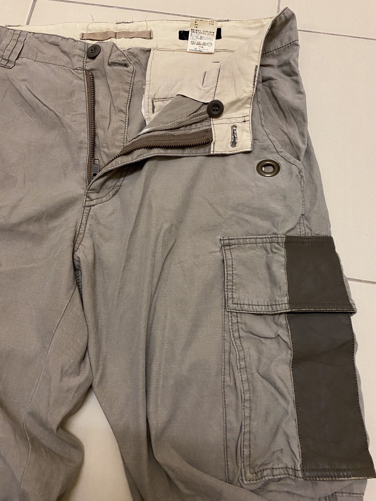 Japanese Brand And A Cargo Pants With Leather Detailing Size US 31 - 10 Thumbnail