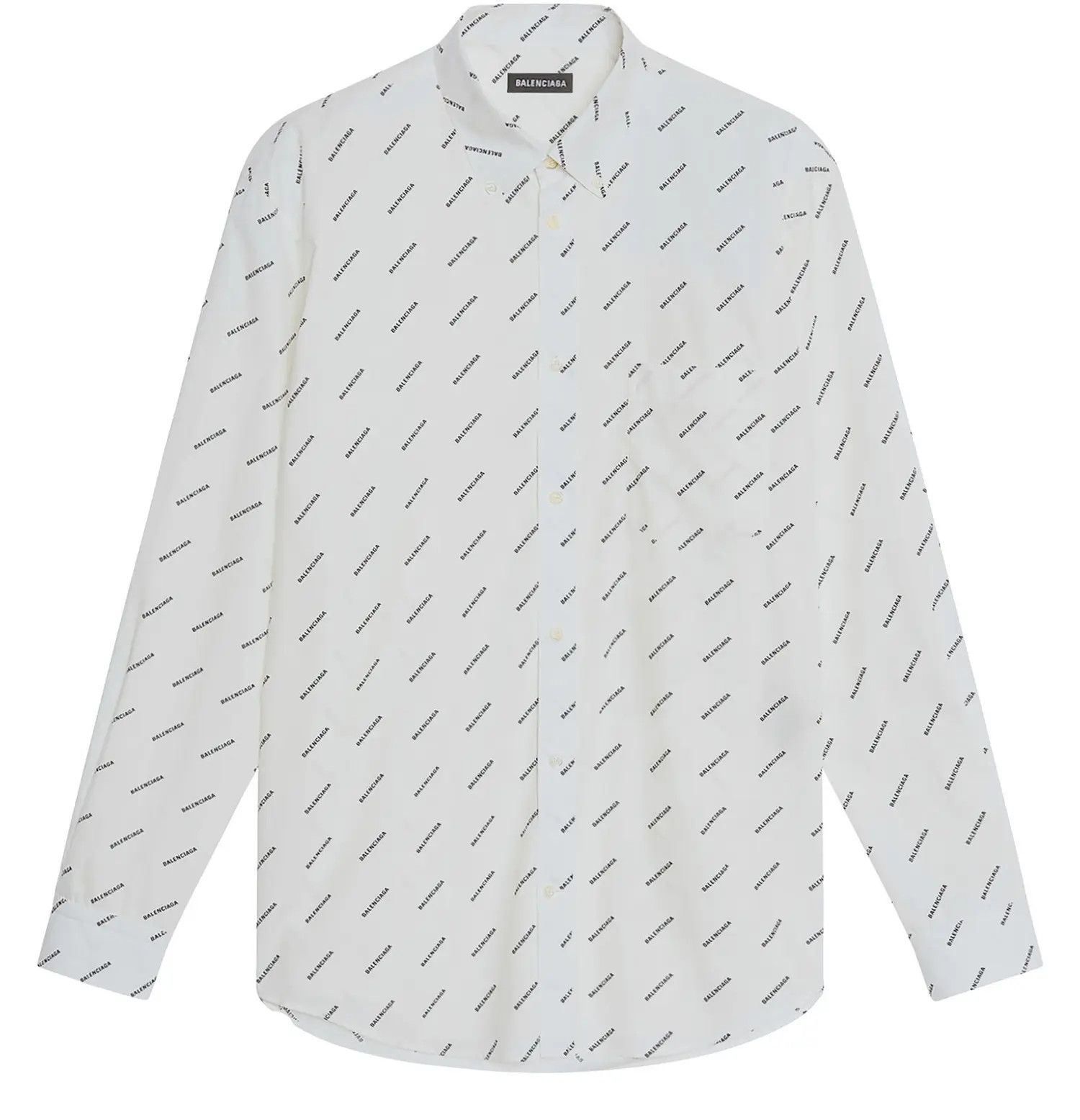 Balenciaga o1mt1gz0924 Allover Logo Normal Fit Shirt in White/Black Size US XXS / EU 40 - 1 Thumbnail