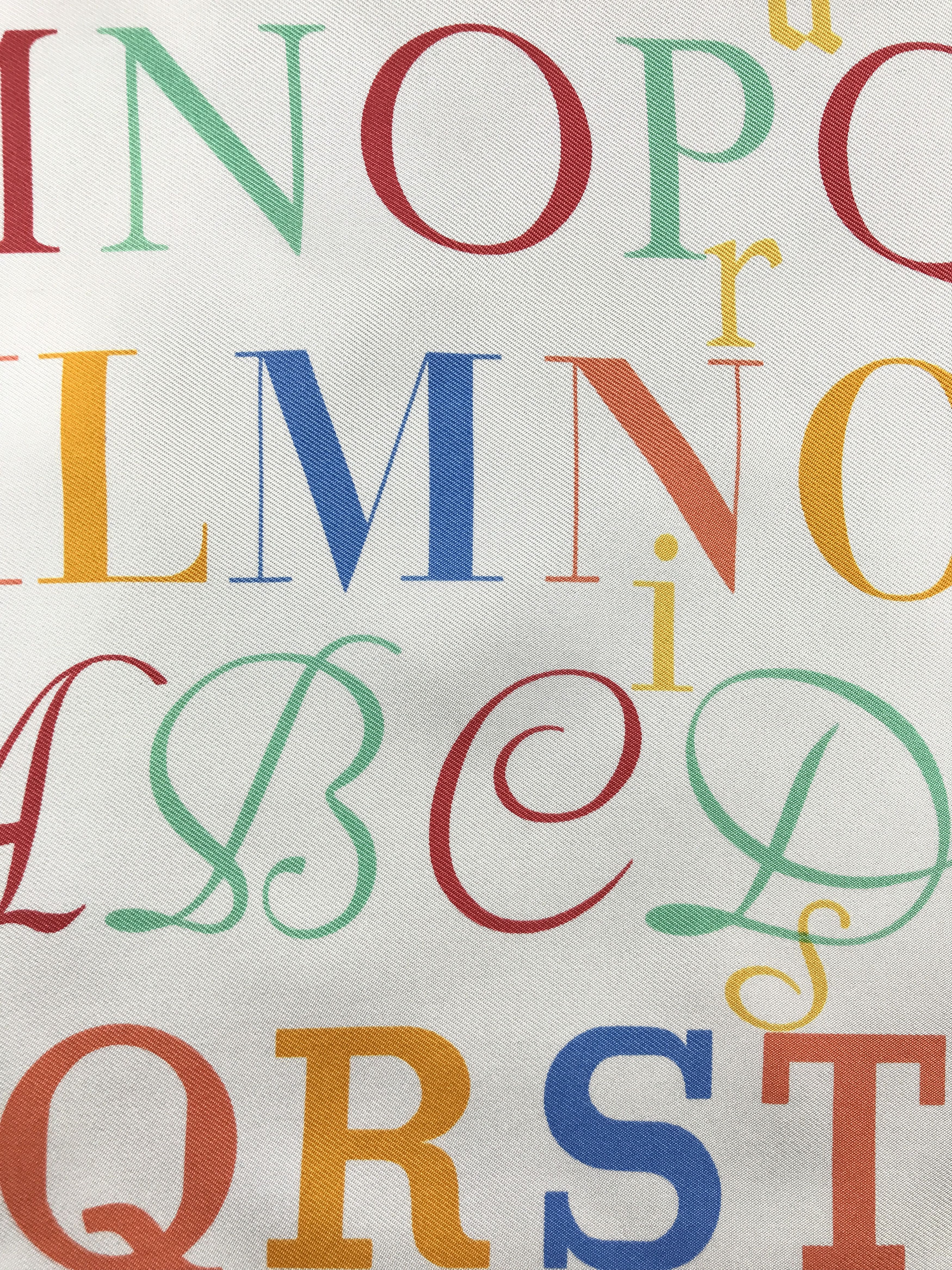 Hermes × Vintage Hermes Silk Scarf Silk Bandana Titled Literature-Alphabet Size ONE SIZE - 7 Thumbnail
