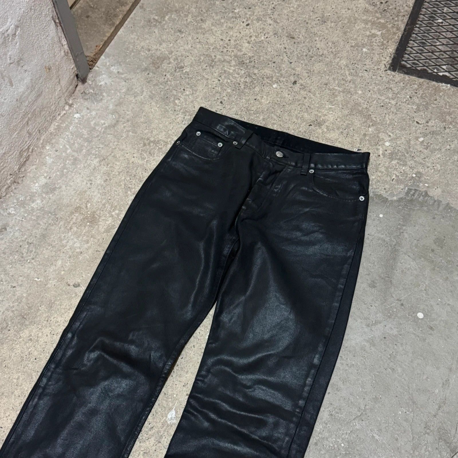Helmut Lang S/S 1999 Helmut Lang wax coated black denim italian cut Size US 29 - 2 Thumbnail