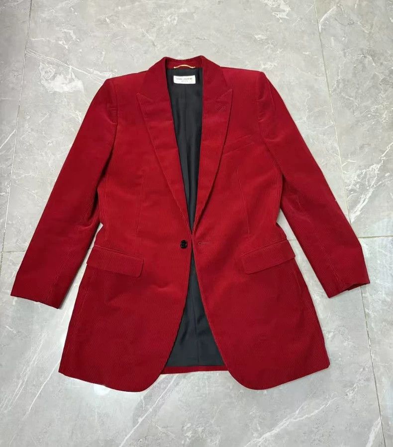 Yves Saint Laurent Red YSL Suit Blazer Outerwear Size US M / EU 48-50 / 2 - 1 Thumbnail
