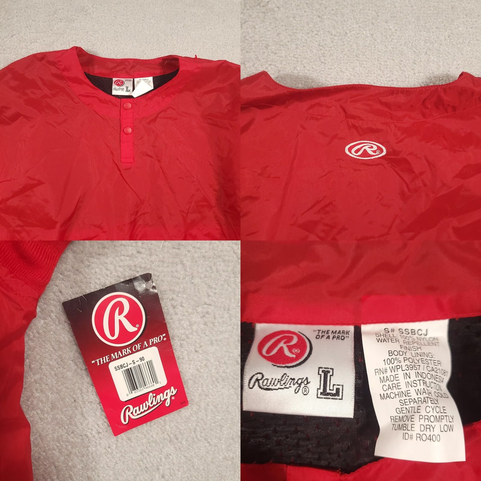 Vintage VINTAGE Rawlings Windbreaker Shirt Men’s L Red Pitching Warm Up Jacket Short Sleeve Size US L / EU 52-54 / 3 - 8 Thumbnail