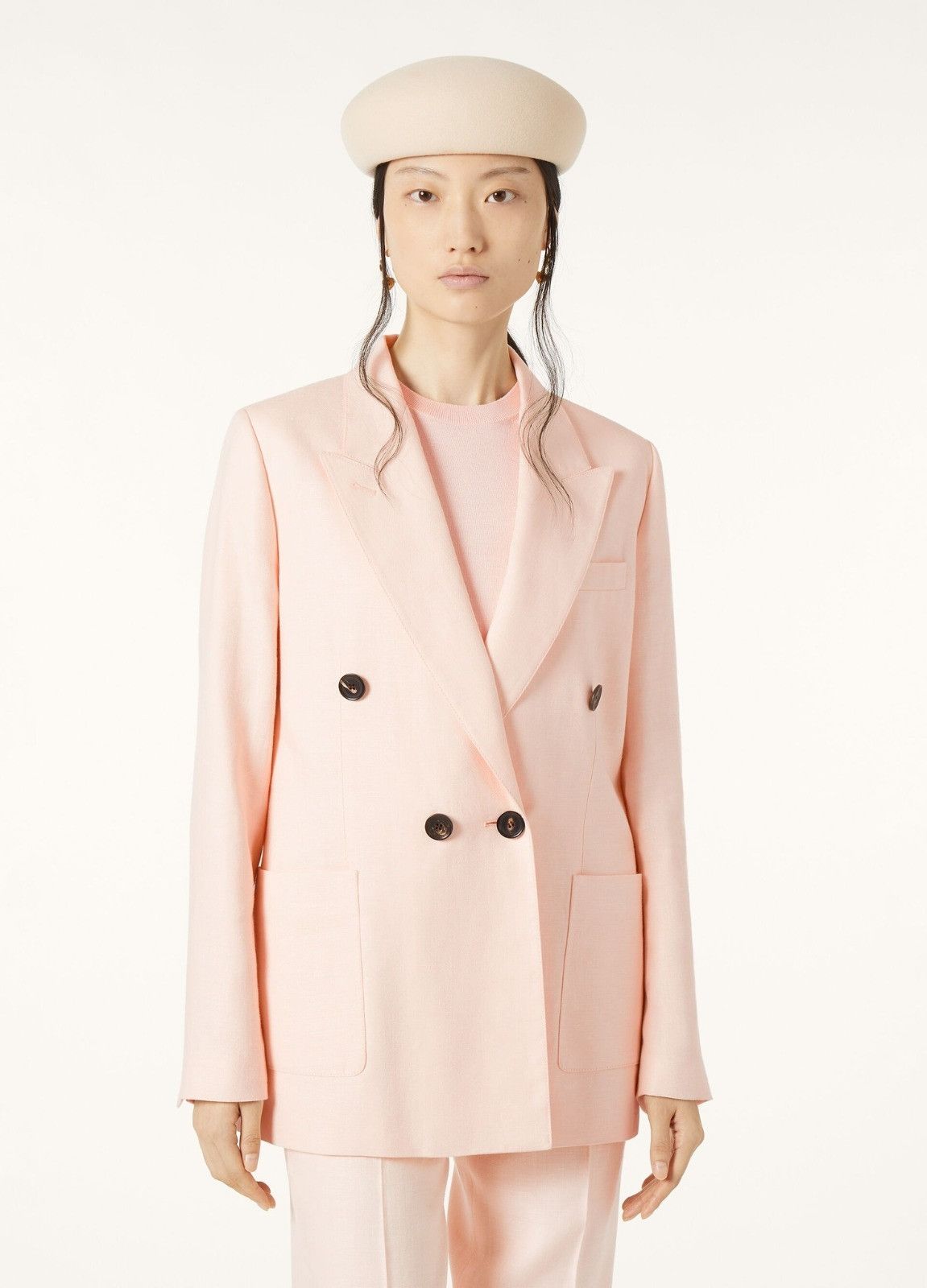 Loro Piana o1srvl11e0526 FAP0065 Genny Double-breasted Jacket in Pink Size L / US 10 / IT 46 - 5 Thumbnail