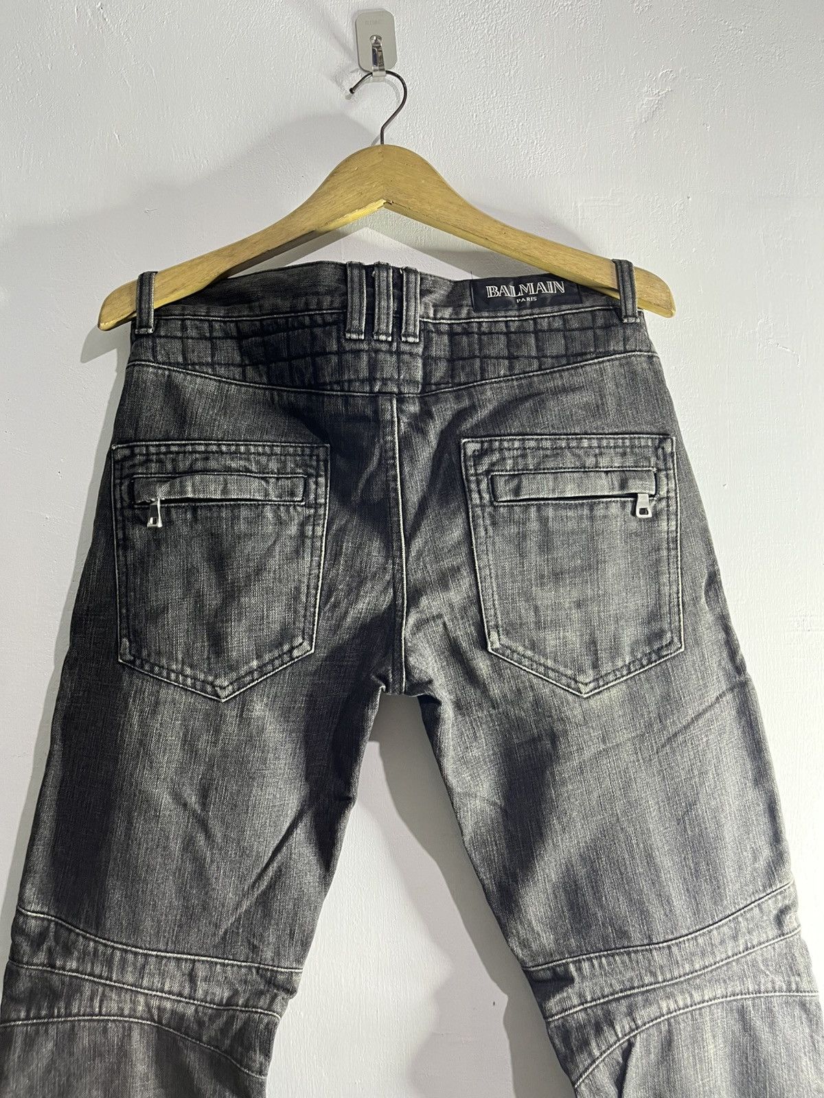 Balmain 2012 christophe decarnin quilted heavy biker jeans Size US 30 / EU 46 - 5 Thumbnail