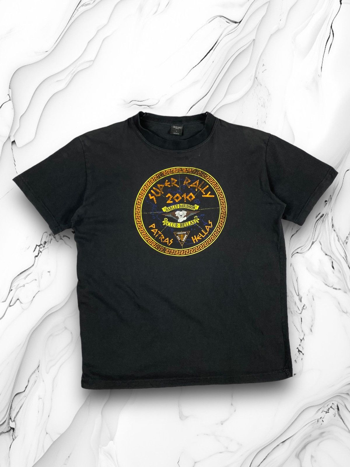 Harley Davidson × Vintage Harley Davidson Club Hellas 2010 Y2K Supper Rally T Shirt Size US L / EU 52-54 / 3 - 1 Thumbnail