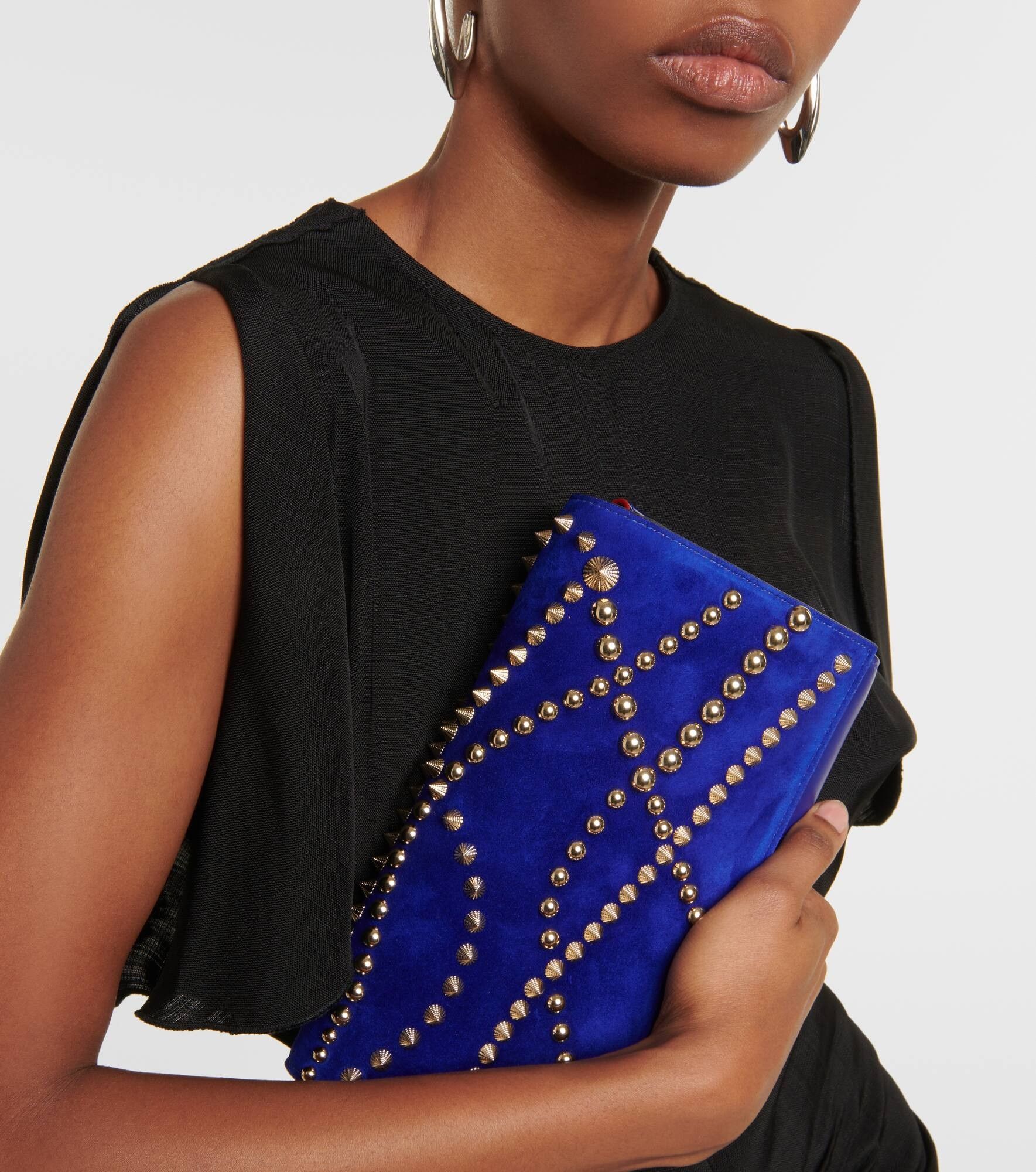 Christian Louboutin o1s1wg110125 Size:OS /Suede And Leather Clutch in Blue Size ONE SIZE - 5 Thumbnail