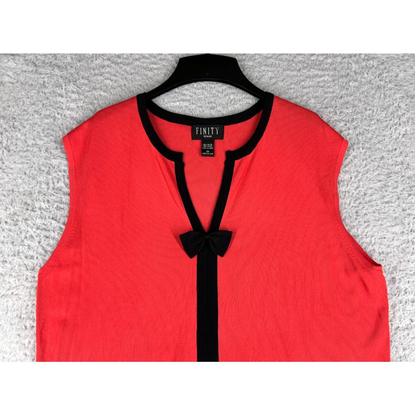 Vintage Finity Blouse Womens 3X Orange Solid Rayon Bow Sweetheart Casual All Seasons Size XXL / US 16-18 / IT 52-54 - 5 Thumbnail