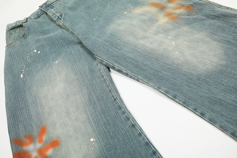 Vintage American retro splatter graffiti jeans for men Size US 32 / EU 48 - 4 Thumbnail