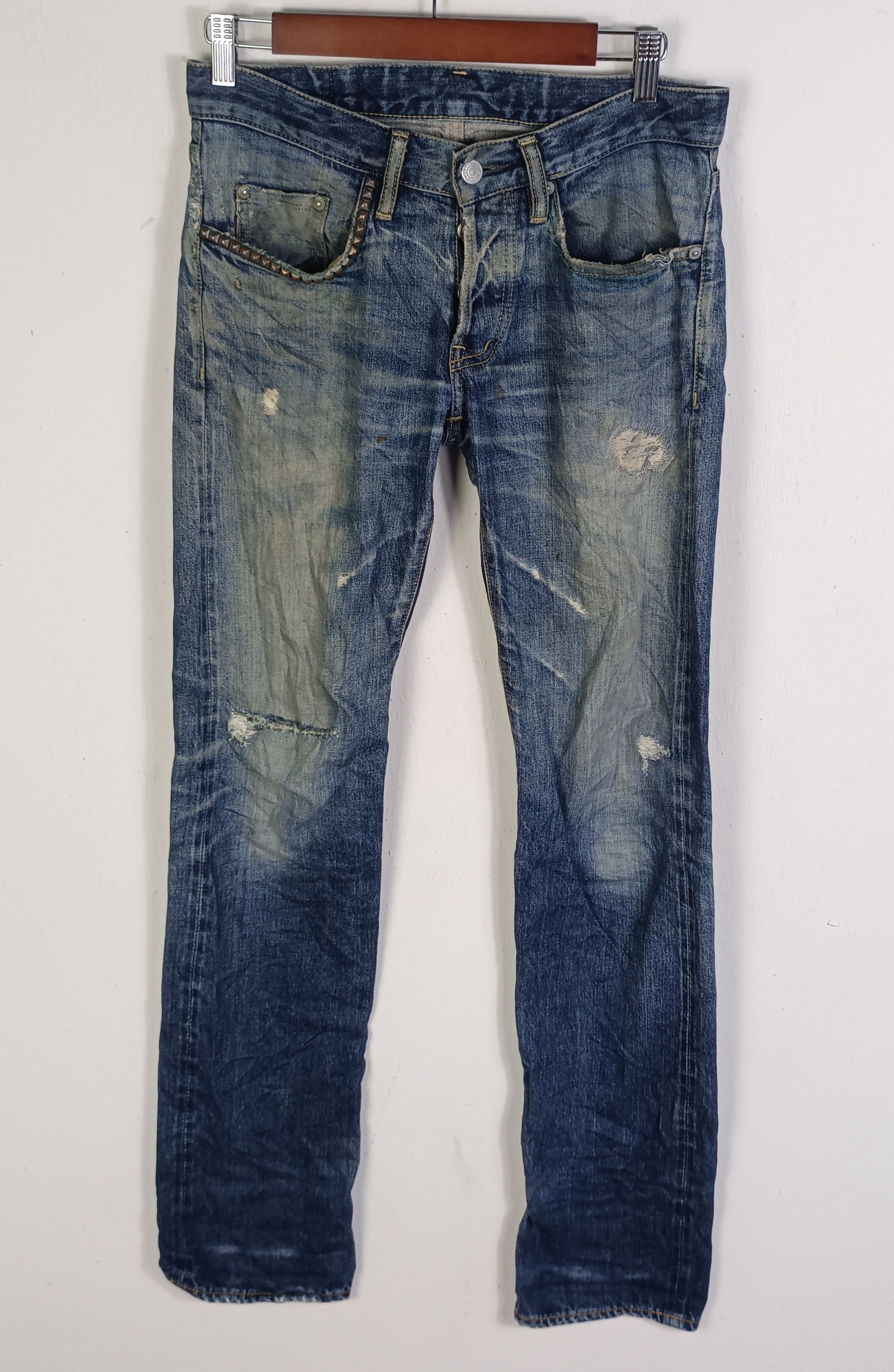 Hysteric Glamour × Japanese Brand × Vintage Vintage💥 Hysteric Glamour Full Selvedge Distressed Jeans Size US 31 - 1 Thumbnail