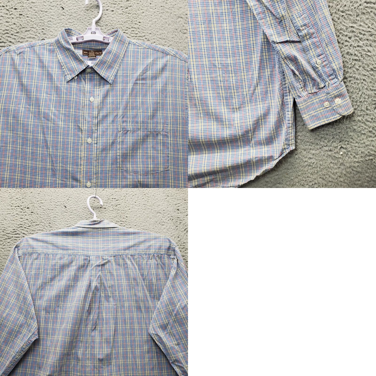 Vintage Steve & Barry's Dress Shirt Mens XL Multi Plaid Long Sleeve Collar Button Down Size 46R - 8 Thumbnail