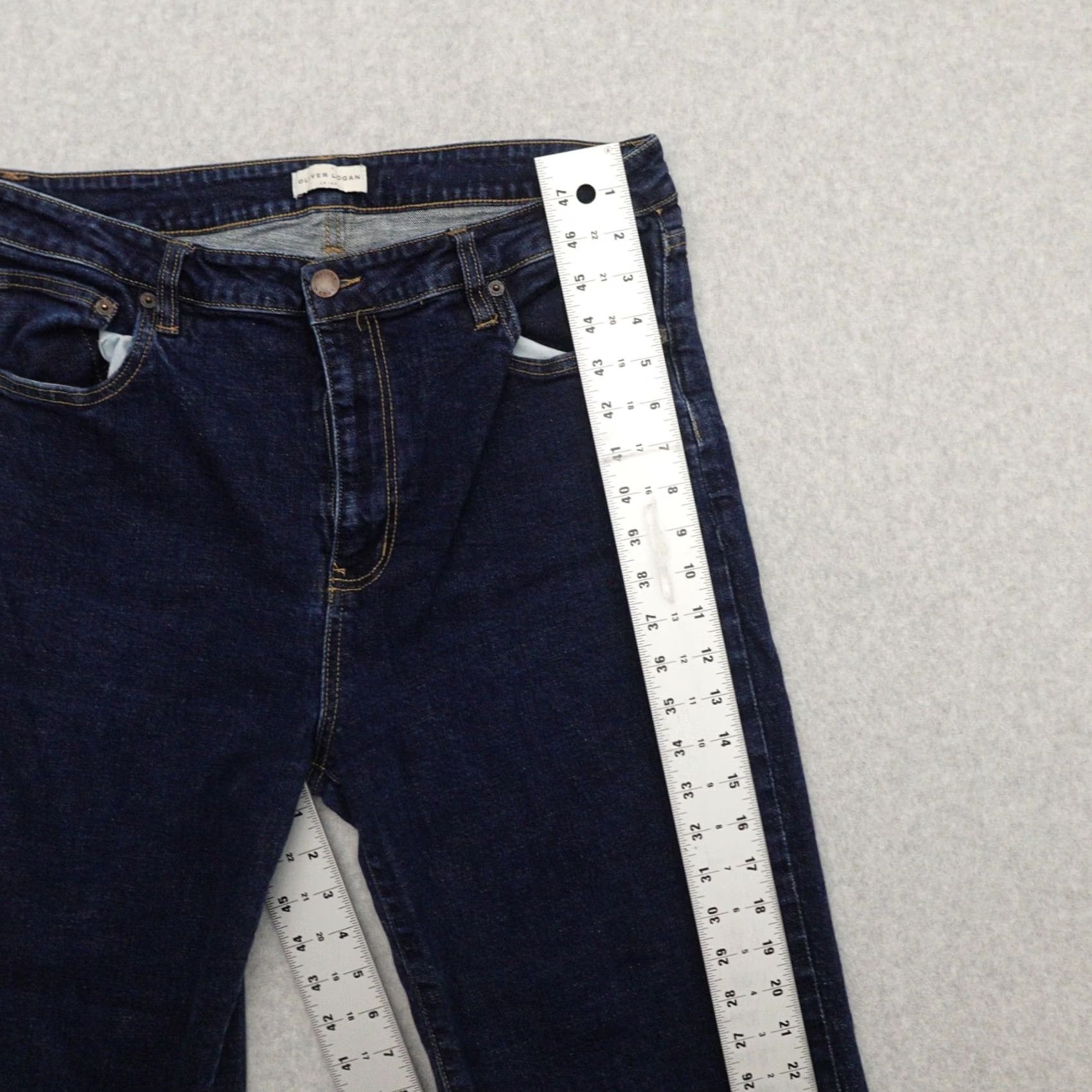 Olive Oliver Logan Jeans Womens 33 (33X26) Aberdeen Wide-Leg Crop Dark Wash Blue 33 Regular Size 24" / US 00 / IT 34 - 6 Thumbnail