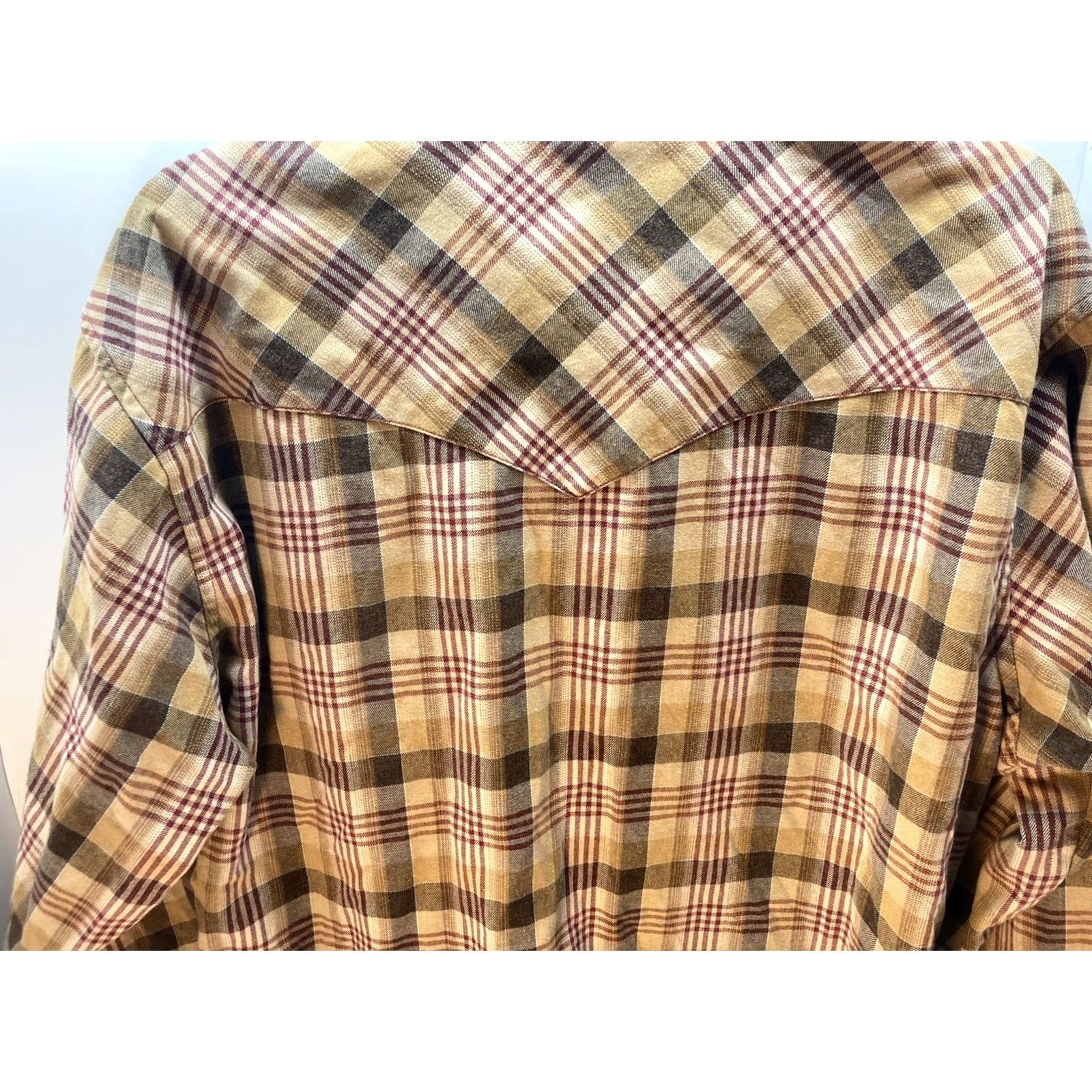 Wrangler Wrangler Pearl Snap Shirt Mens XL Brown Plaid Western Rockabilly Cowboy Button-Up Collared Long Sleeve Size US XL / EU 56 / 4 - 7 Thumbnail