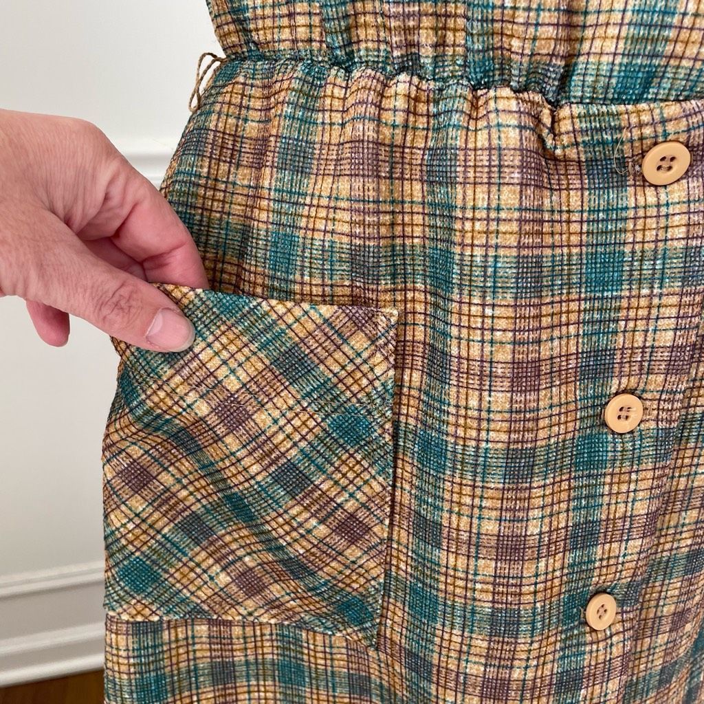 Vintage Vintage 70s Button Front Plaid Barkcloth Sleeveless Dress S Size S / US 4 / IT 40 - 4 Thumbnail