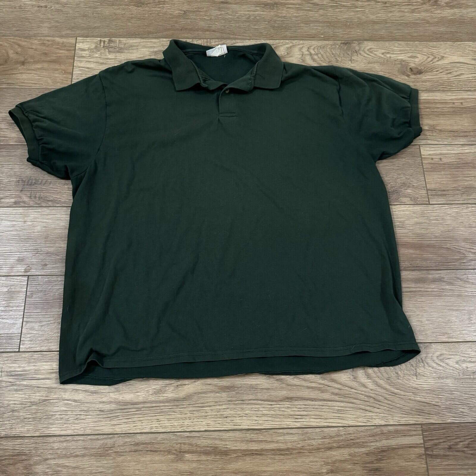 Hanes Vintage 90s Y2K Hanes Dark Green Polo Shirt 2XL Blank Size US XXL / EU 58 / 5 - 1 Thumbnail