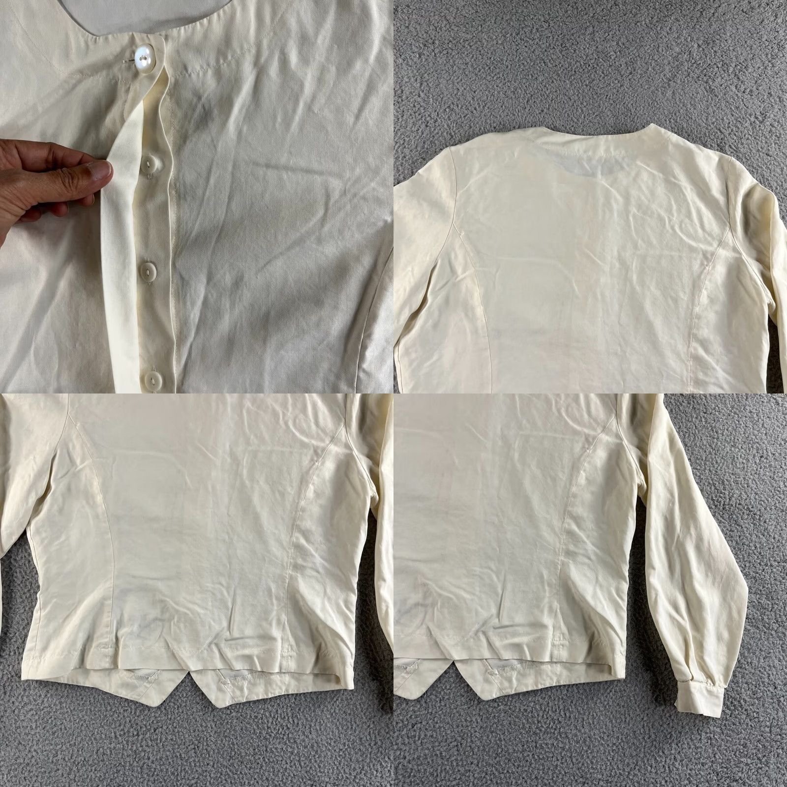 Liz Claiborne Liz Claiborne Blouse Shirt Silk Ivory 100% Silk Button Up Long Sleeve Womens Petite 14P Size XL / US 12-14 / IT 48-50 - 8 Thumbnail