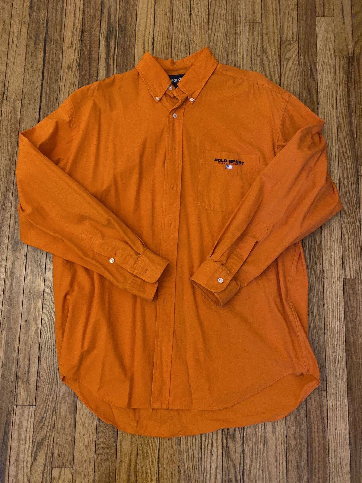 Polo Ralph Lauren Polo Sport Ralph Lauren Orange button up shirt vintage Large Size US L / EU 52-54 / 3 - 1 Thumbnail
