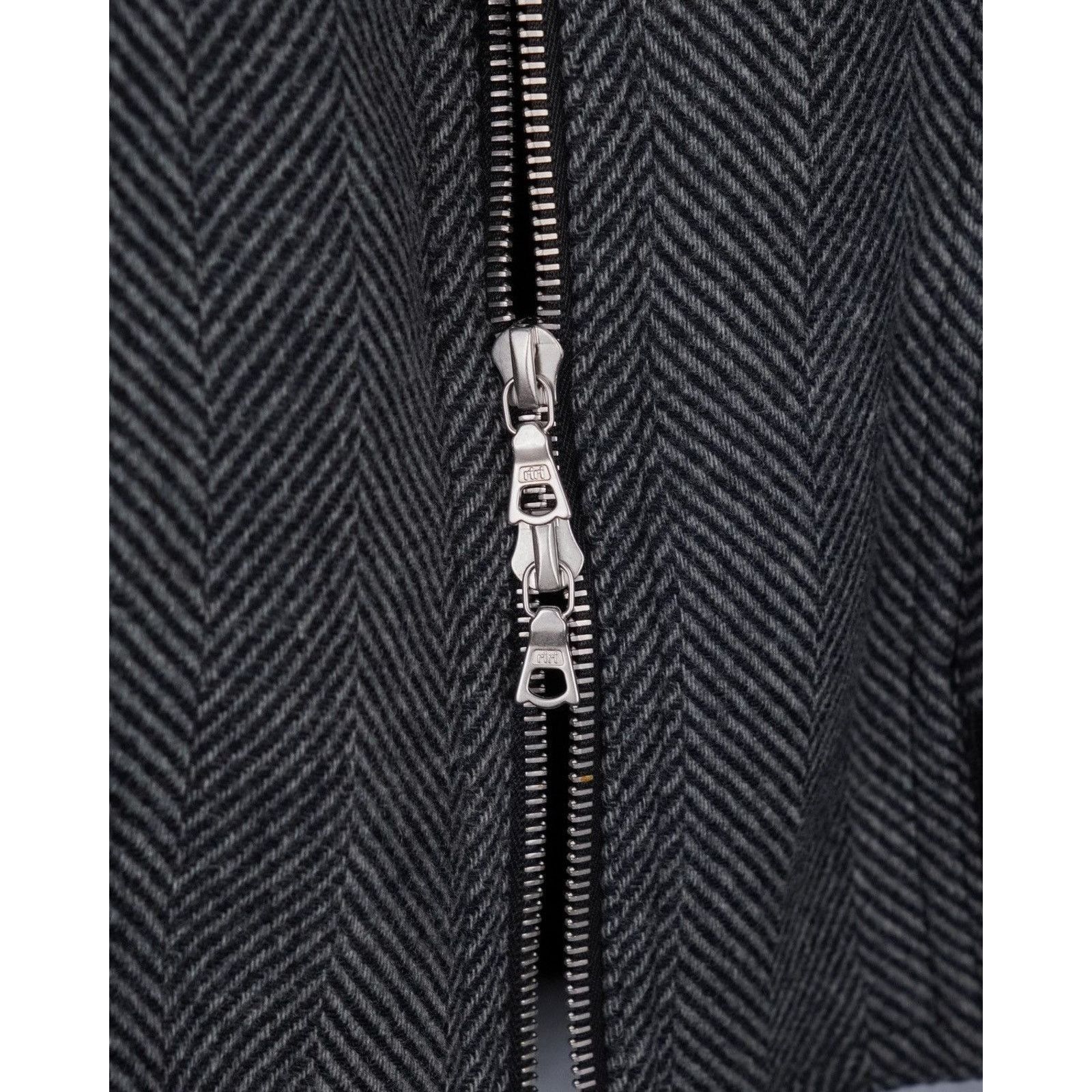 Dries Van Noten Dries van noten herringbone gray wool bomber jacket Size US L / EU 52-54 / 3 - 6 Thumbnail