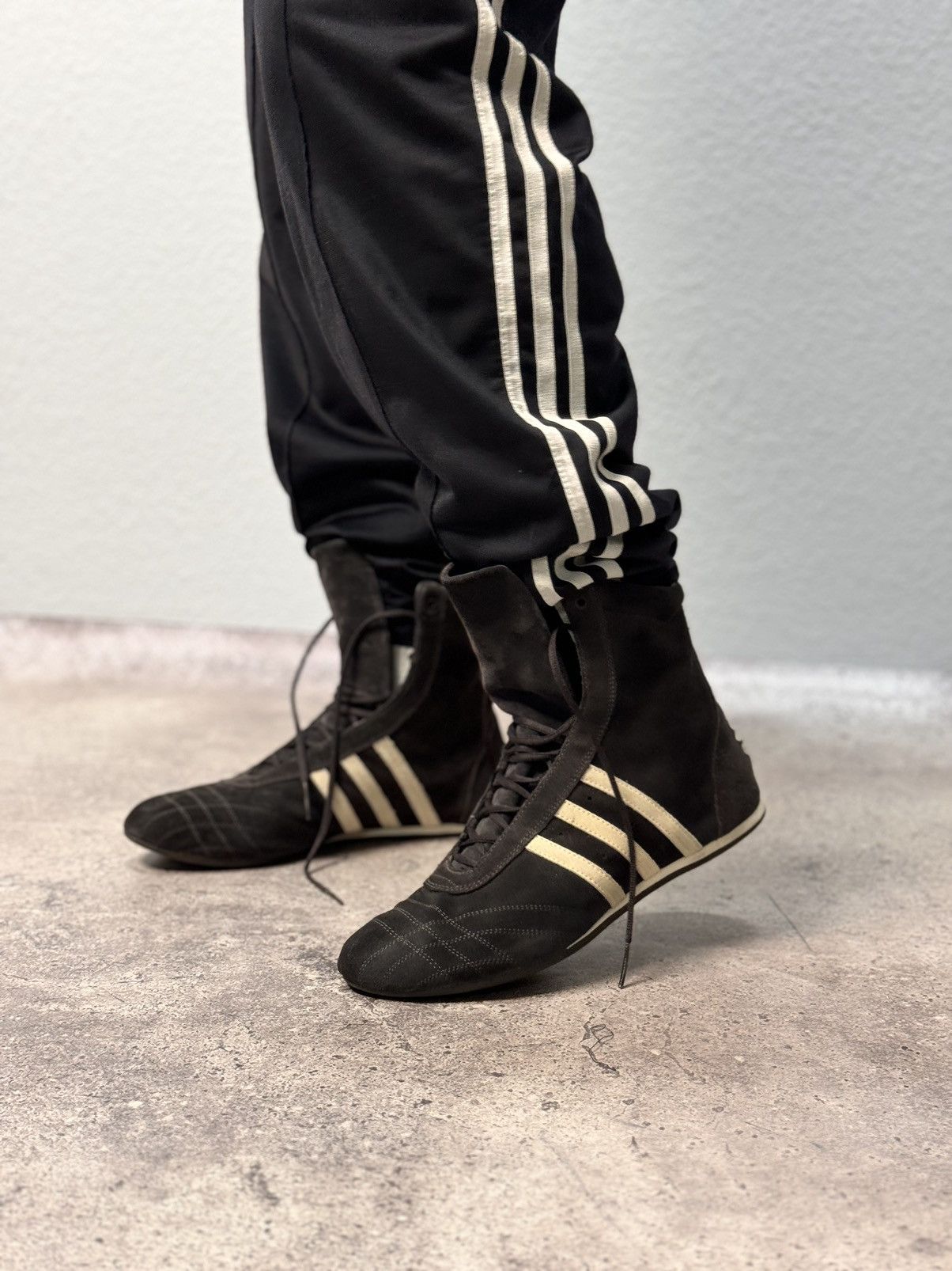Adidas × Y-3 ARCHIVE Vintage ADIDAS Y-3 STYLE LEATHER MOTO BOOTS 