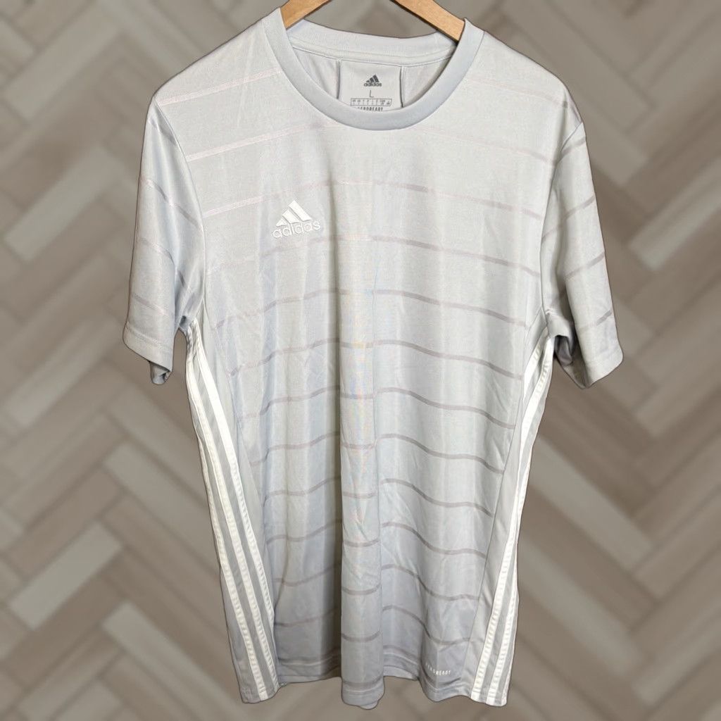 Adidas Adidas Men Activewear Shirt Large Gray Logo Aeroready Short Sleeve Crew Neck Tee Size US L / EU 52-54 / 3 - 1 Thumbnail