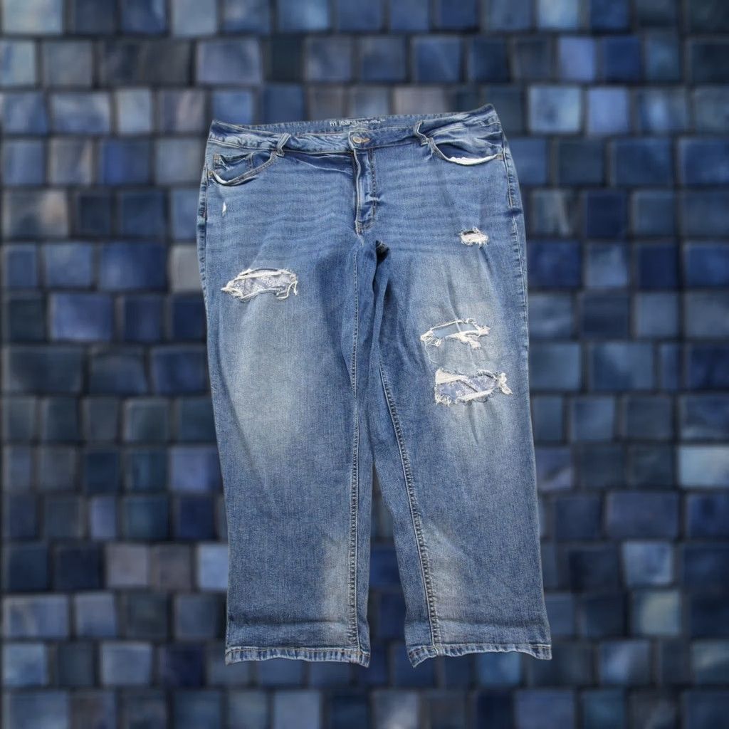 Vintage Maurices Jeans Womens 24W Blue High Rise Stretch Distressed Denim Ankle Plus Size Size 42" / US 20 - 1 Thumbnail