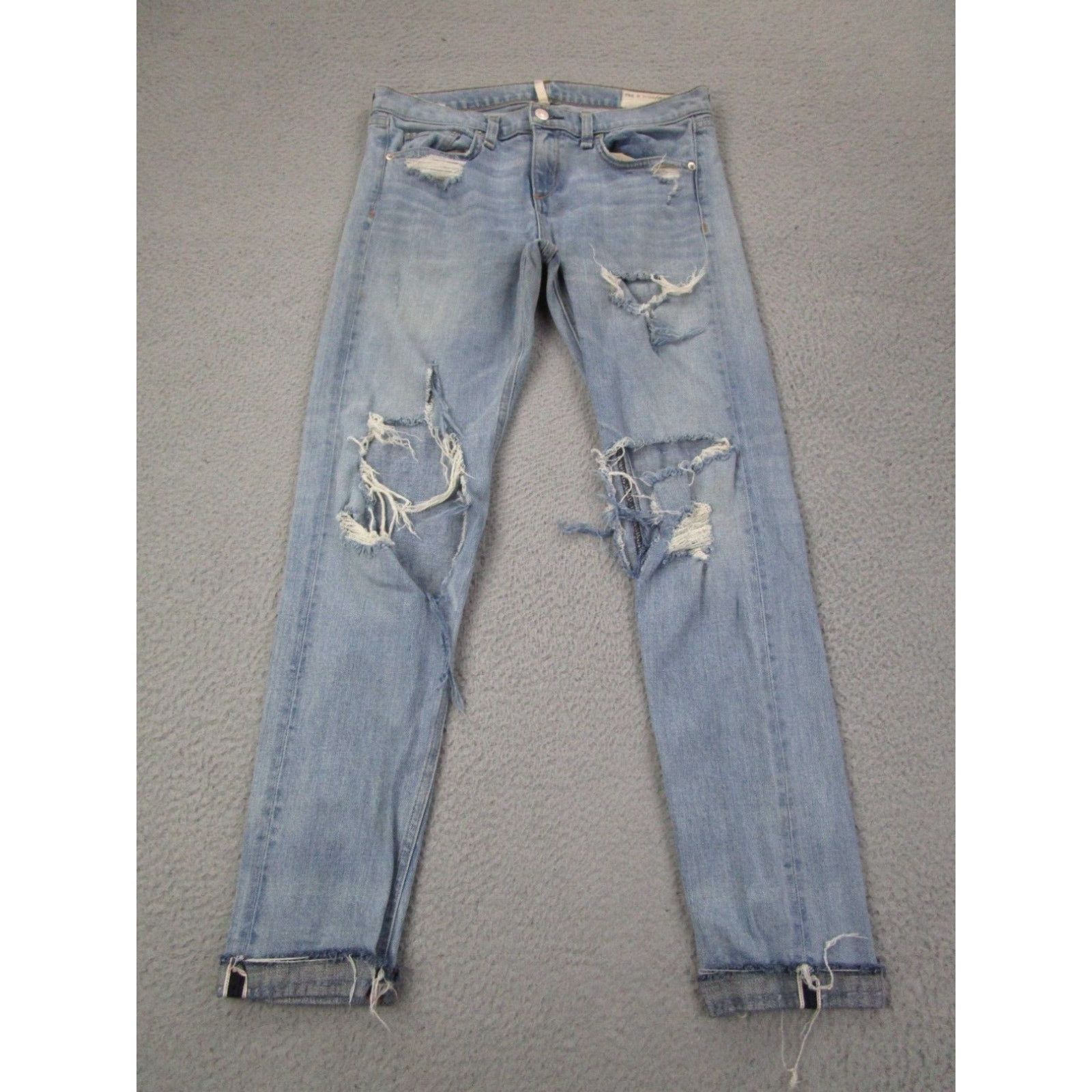 Rag & Bone Rag & Bone Jeans Womens 26 Blue Boyfriend Destroyed Denim ...