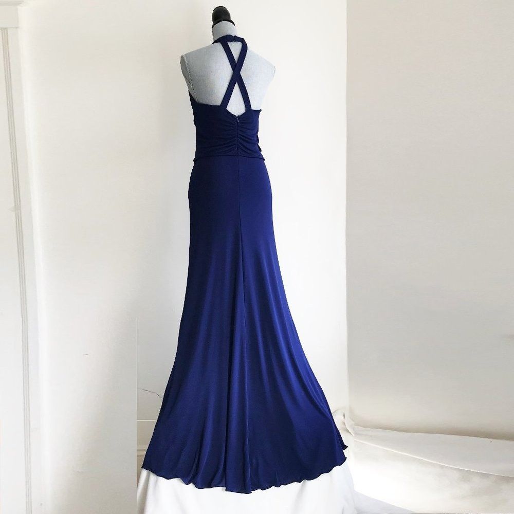 Max Mara MaxMara Navy Blue Gown Maxi Long Formal Dress Halter Necklin Size M / US 6-8 / IT 42-44 - 6 Thumbnail