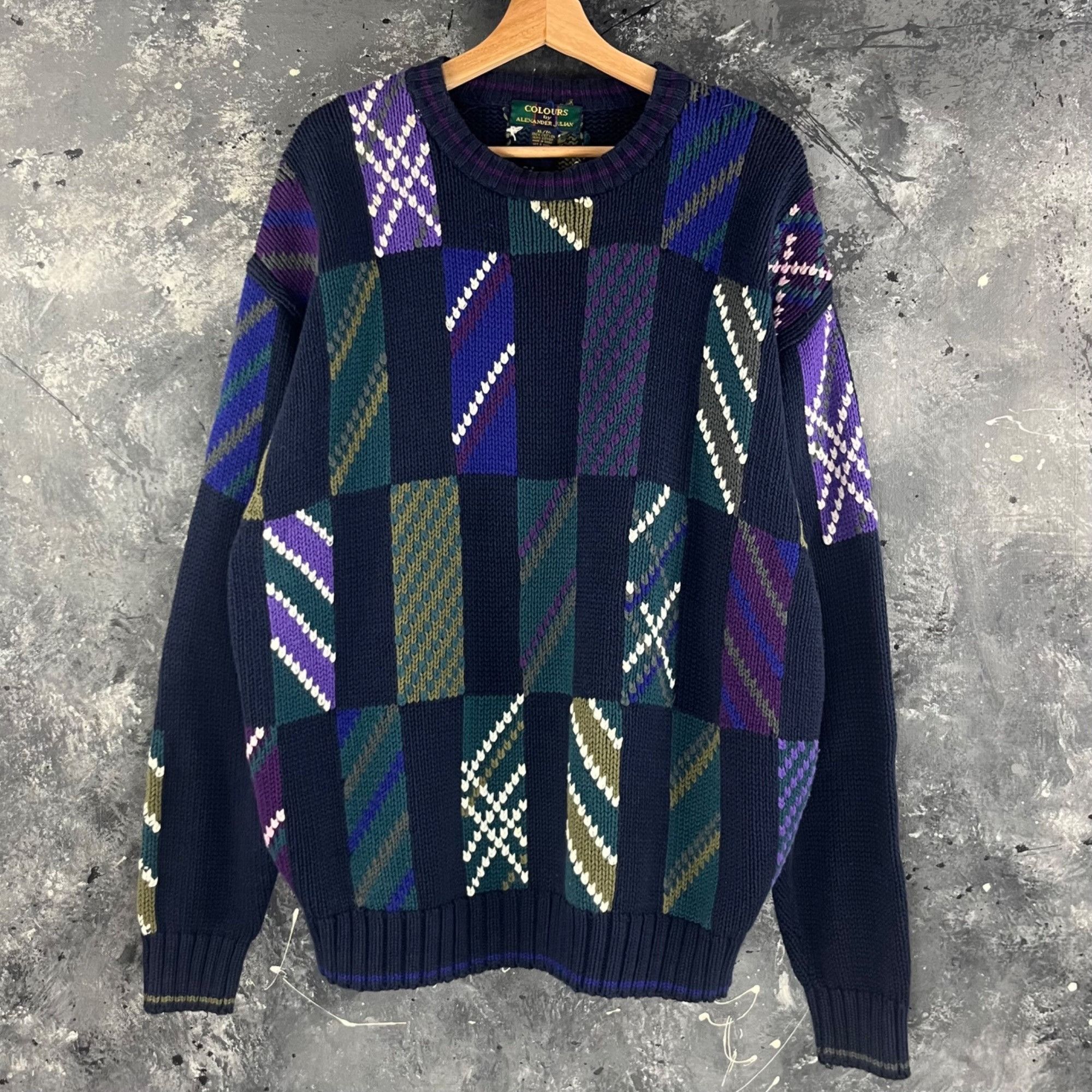 Colours × Vintage Vintage 90’s Colours geometric sweater Size US XL / EU 56 / 4 - 1 Thumbnail