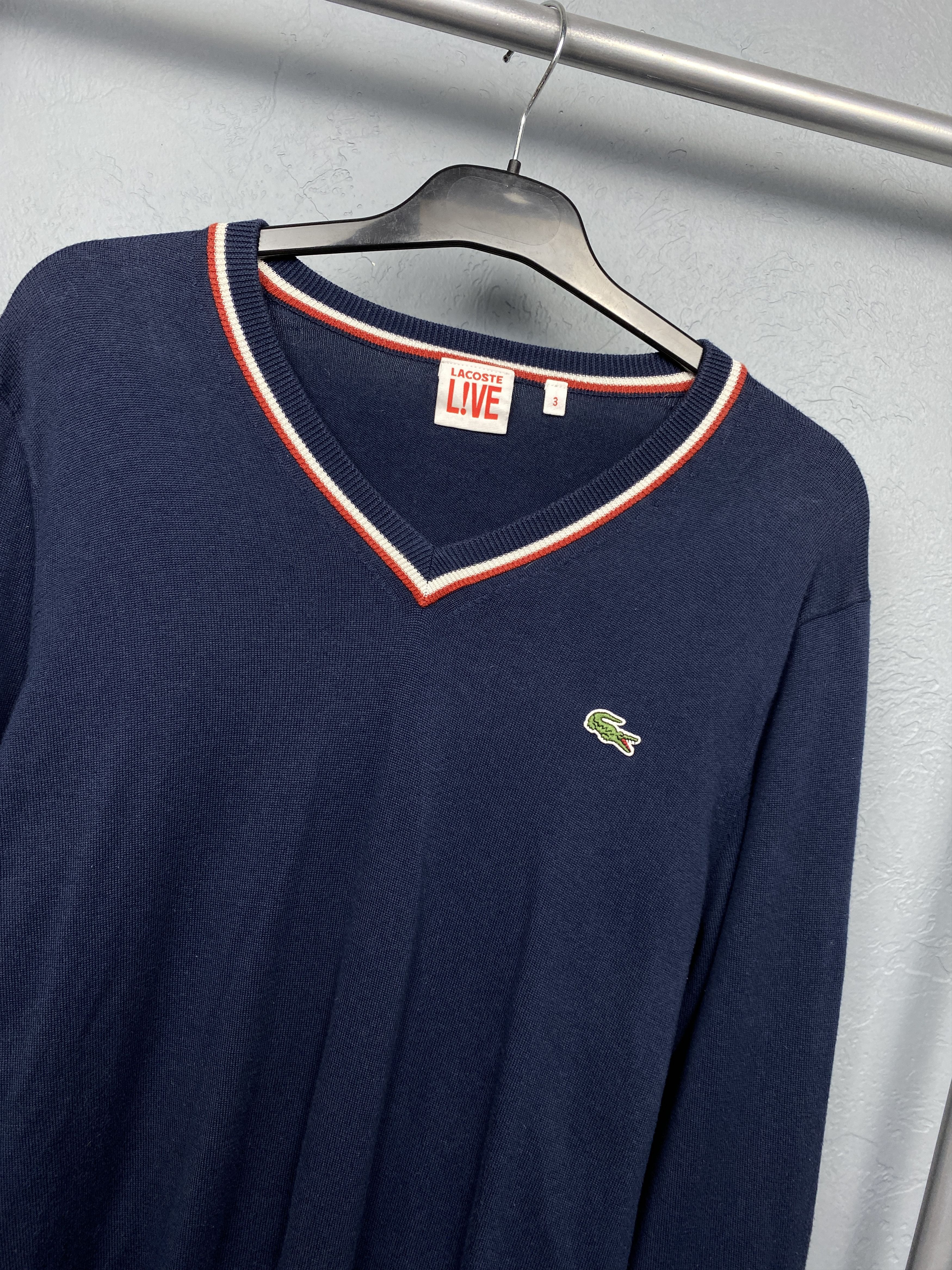 Lacoste Lacoste Live Vintage Mens V-Neck Knit Sweater Size US S / EU 44-46 / 1 - 2 Thumbnail
