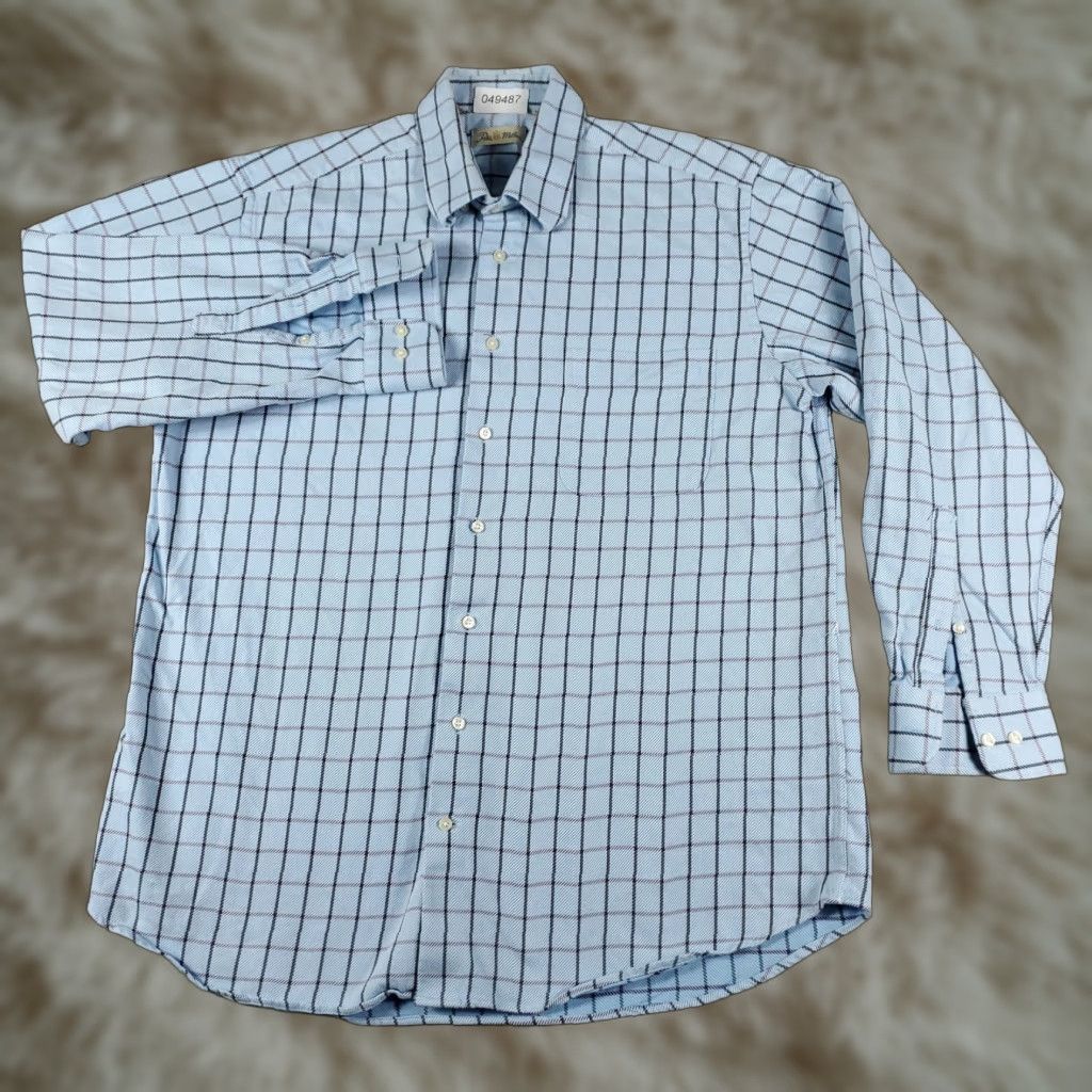 Peter Millar Peter Millar Blue Check Casual Button-Up Shirt Mens Large Long Sleeve Size US L / EU 52-54 / 3 - 1 Thumbnail