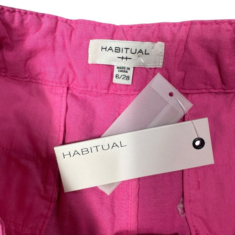 Other NWT New Habitual Linen Cotton Cropped Kick Flare Pink Pants Size 28" / US 6 / IT 42 - 5 Thumbnail