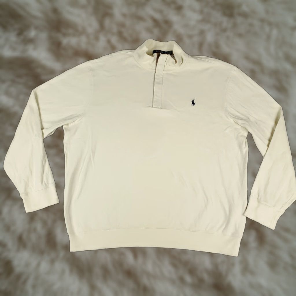 Ralph Lauren Ralph Lauren Sweater XL Beige 1/4 Zip Pullover Long Sleeve Mens Size US XL / EU 56 / 4 - 1 Thumbnail
