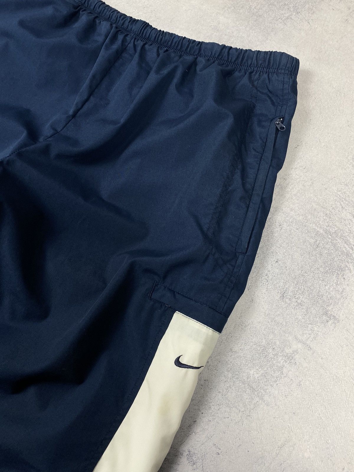 Nike × Vintage Vintage 00s Nike Swoosh Drill Joggers Baggy Nylon Y2K Pants Size US 35 - 8 Thumbnail