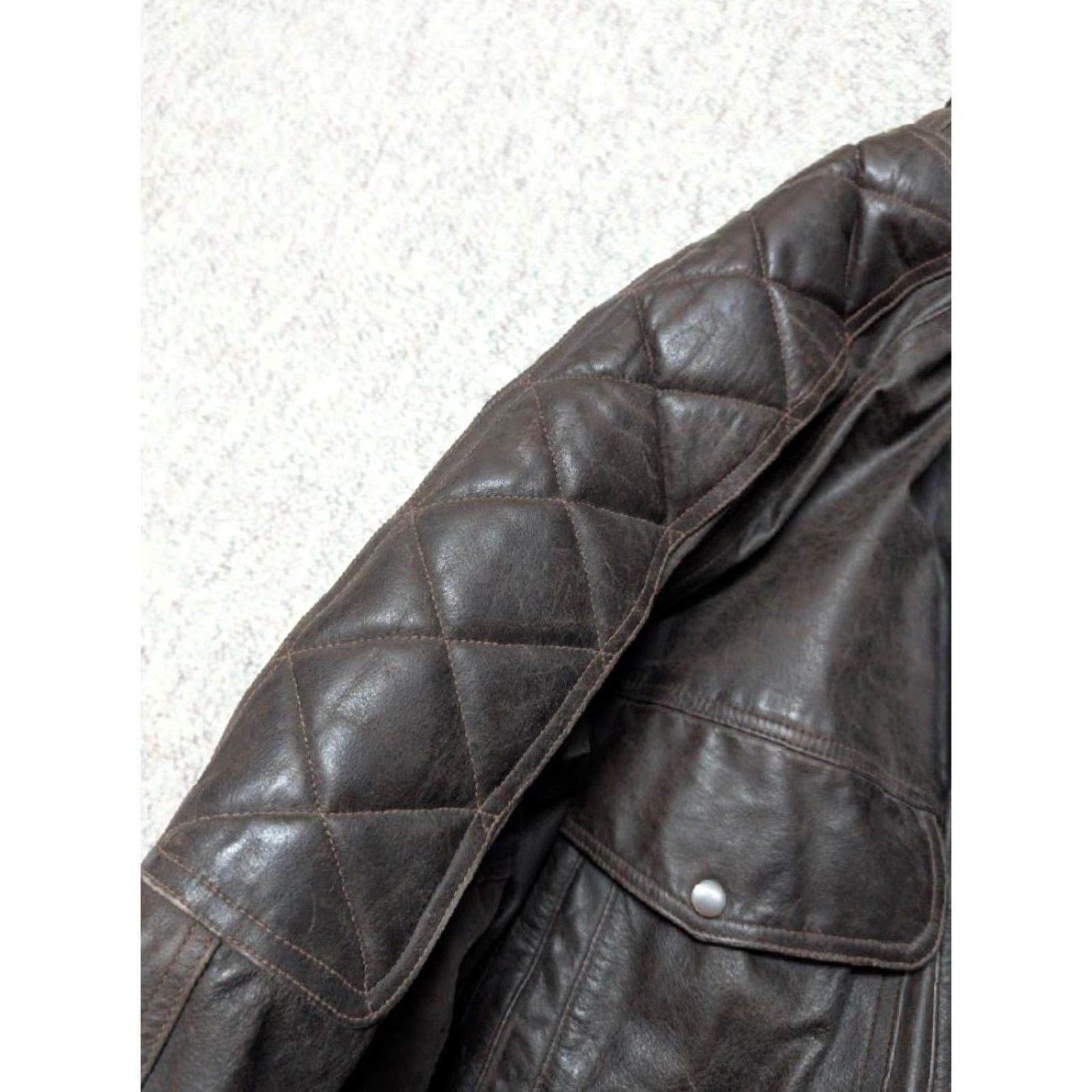 Vintage VINTAGE Context Leather Jacket BOMBER motorcycle XLT brown Patina cowhide Mens XL-TAG XS? Size US XL / EU 56 / 4 - 4 Thumbnail