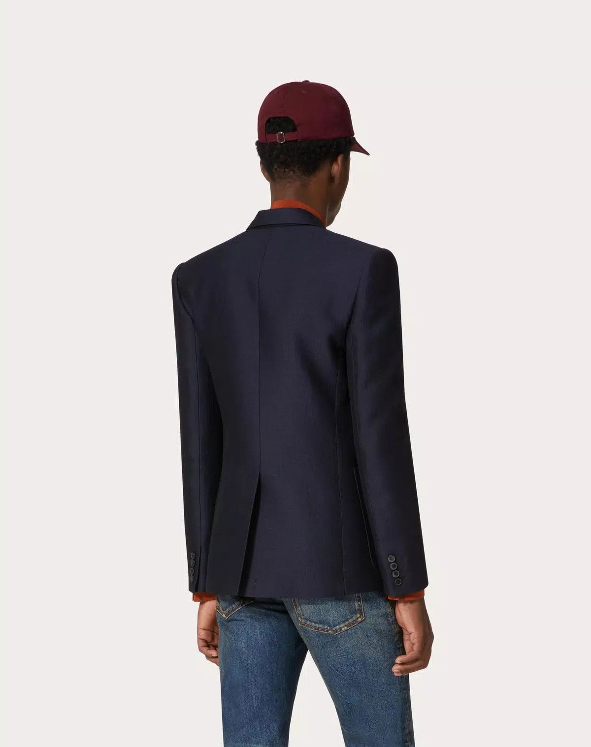 Valentino oc11z0625 Wool And Silk Single Breasted Jacket in Navy Blue Size US L / EU 52-54 / 3 - 4 Thumbnail