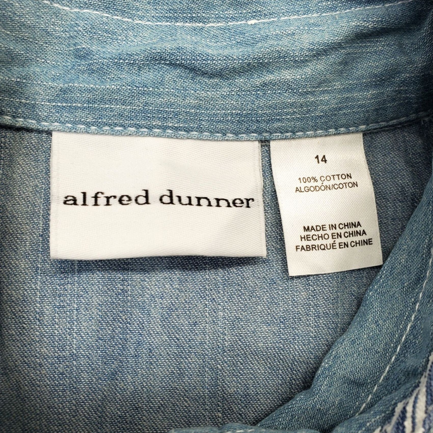 Vintage Alfred Dunner Denim Vest Womens Size 14 Blue Sleeveless Mock Neck Full Zip Vest Size XL / US 12-14 / IT 48-50 - 6 Thumbnail