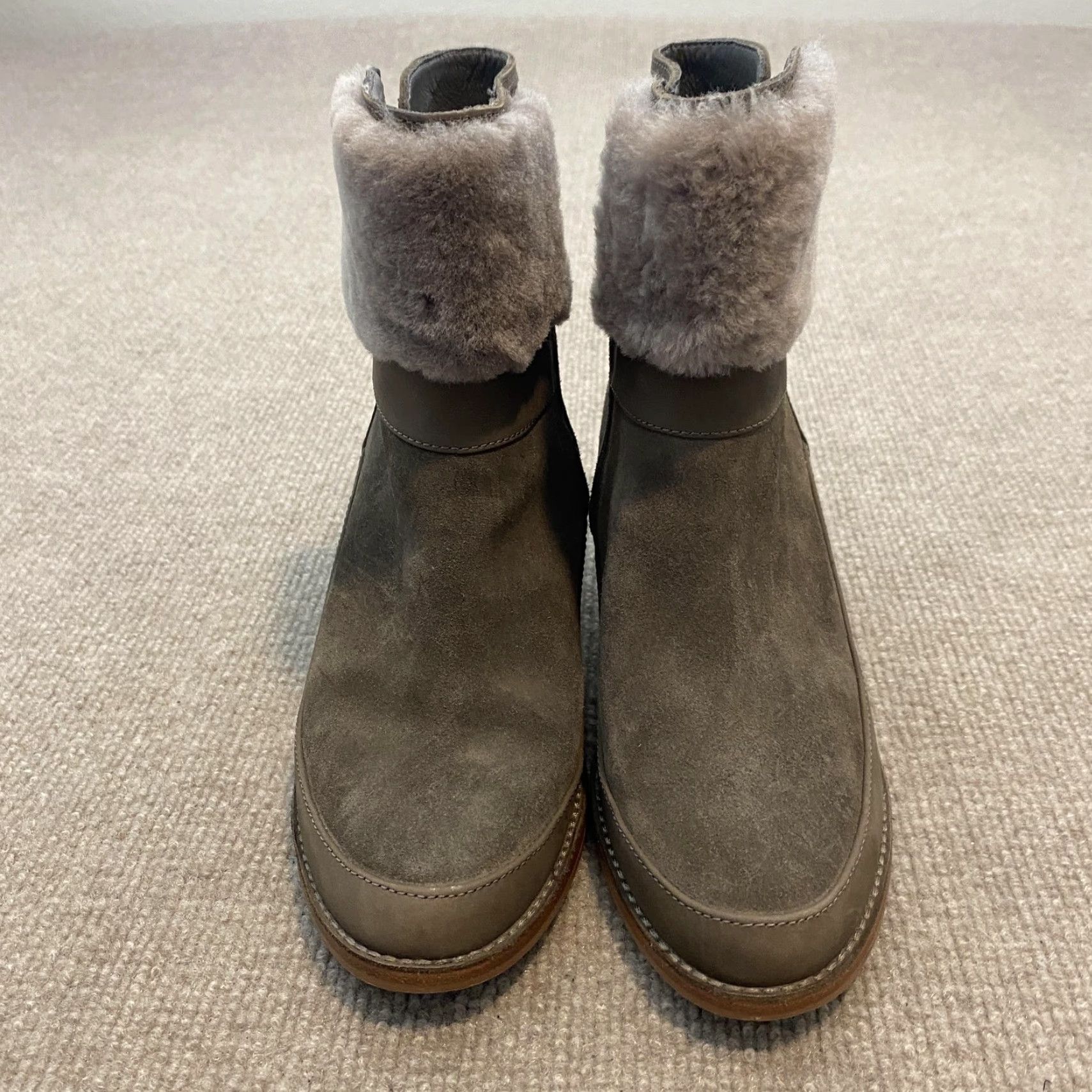 Ugg UGG Boots Womens Size 7.5 Gray Suede Shearling Lined Ankle Block Heel 1104863 Size US 8 / IT 38 - 4 Thumbnail