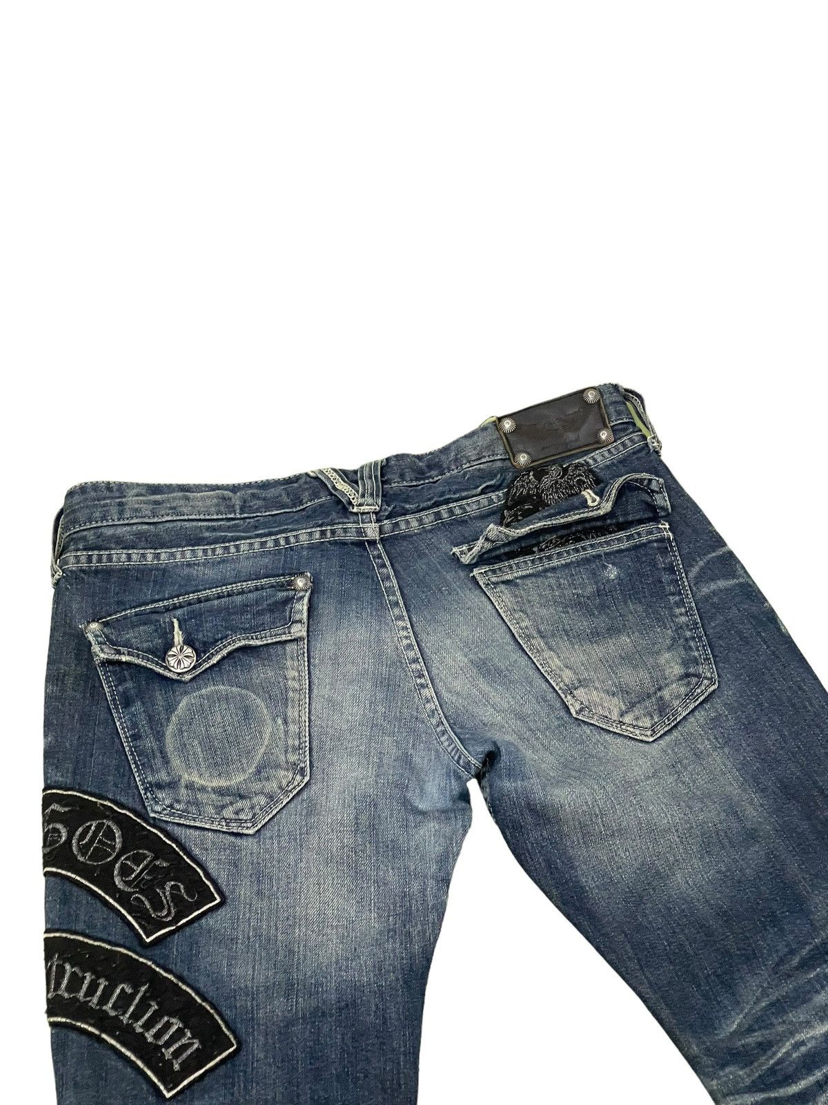 Japanese Brand Flare Jeans Army of No Faded Distress Low Rise Boot Cut 8🟦8 Size US 30 / EU 46 - 19 Thumbnail