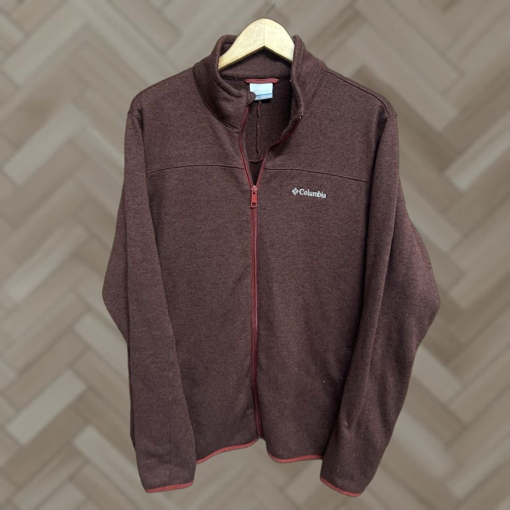 Vintage Columbia Mens Fleece Jacket L Maroon Windbreaker Zip Up Regular Size Large Size US L / EU 52-54 / 3 - 1 Thumbnail