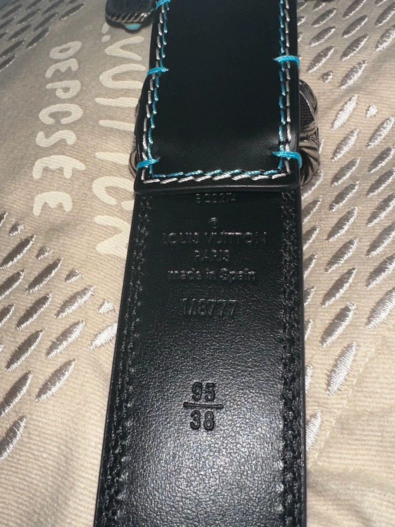 Louis Vuitton Louis Vuitton Turquoise Embroidered Denim Belt-2507 Size ONE SIZE - 6 Thumbnail